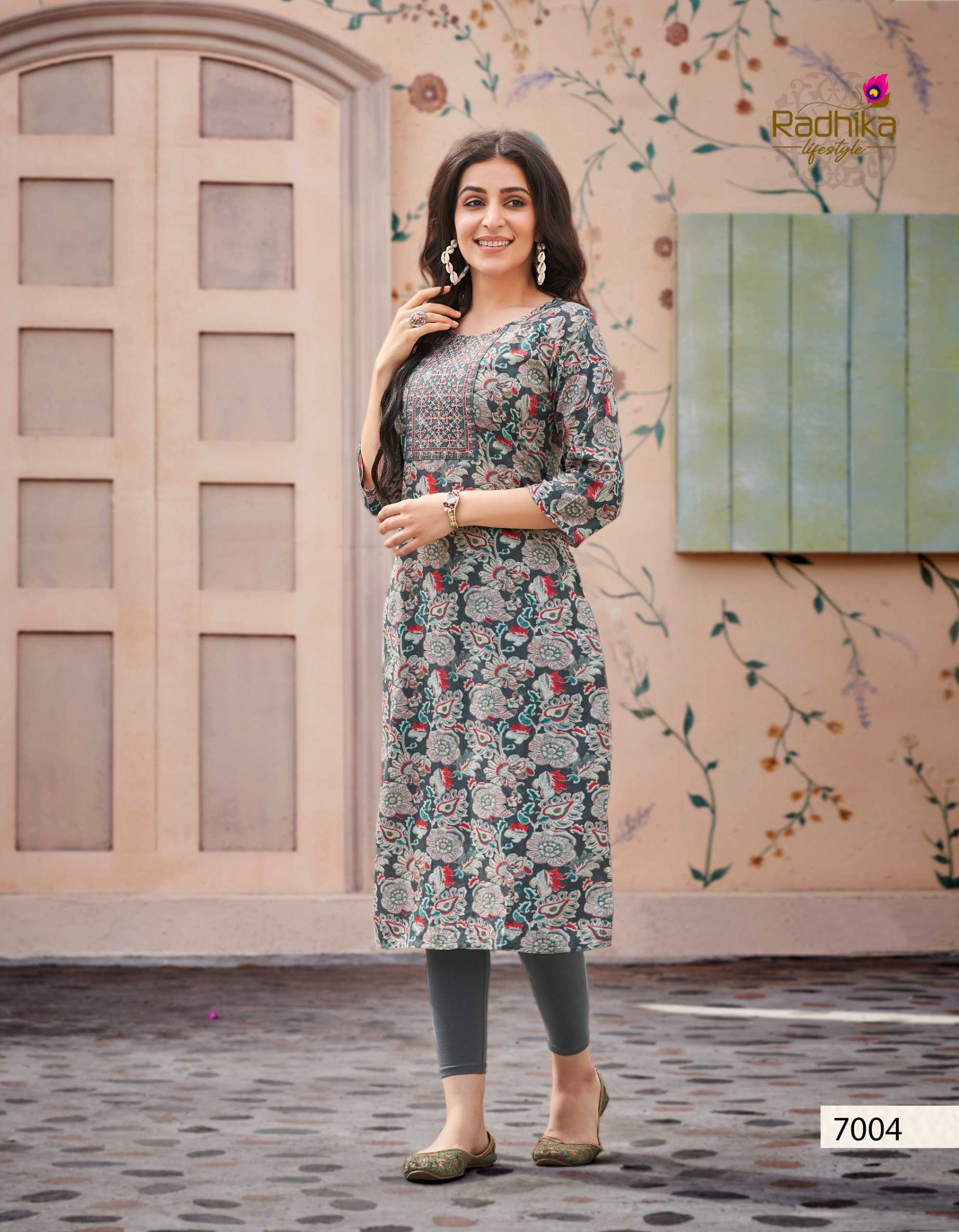 radhika lifestyle pahel vol 7 readymade work straight kurti in plus size