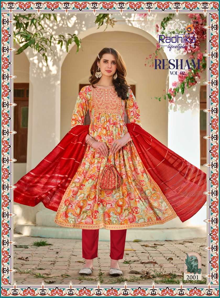 resham vol 2 by radhika lifestyle readymade beautiful colors nayra cut 3pcs set