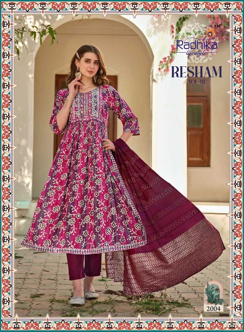 resham vol 2 by radhika lifestyle readymade beautiful colors nayra cut 3pcs set