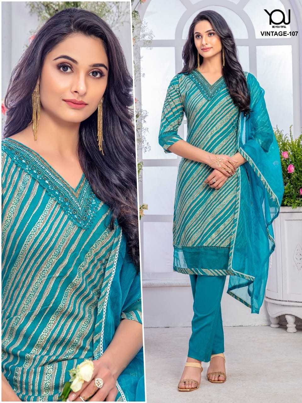 wanna you vintage 107-110 readymade salwar kameez combo set in plus size