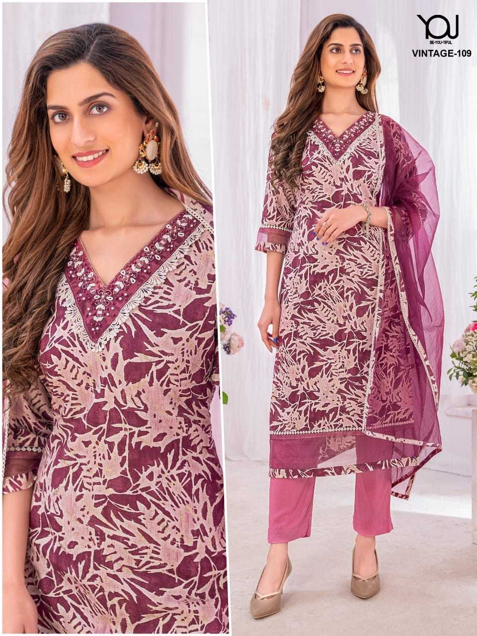 wanna you vintage 107-110 readymade salwar kameez combo set in plus size