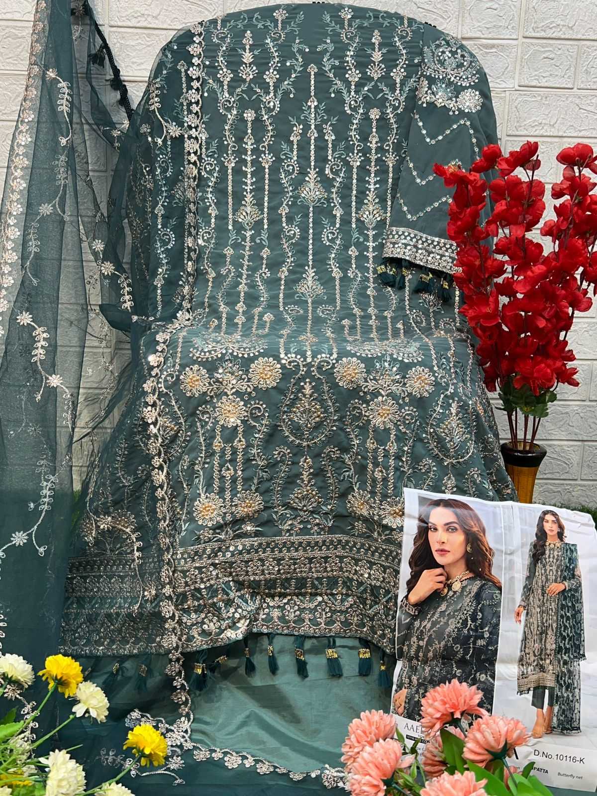 zaha aaeesha vol 2 10116 ijkl hits colors pakistani latest embroidery work unstitch suit 
