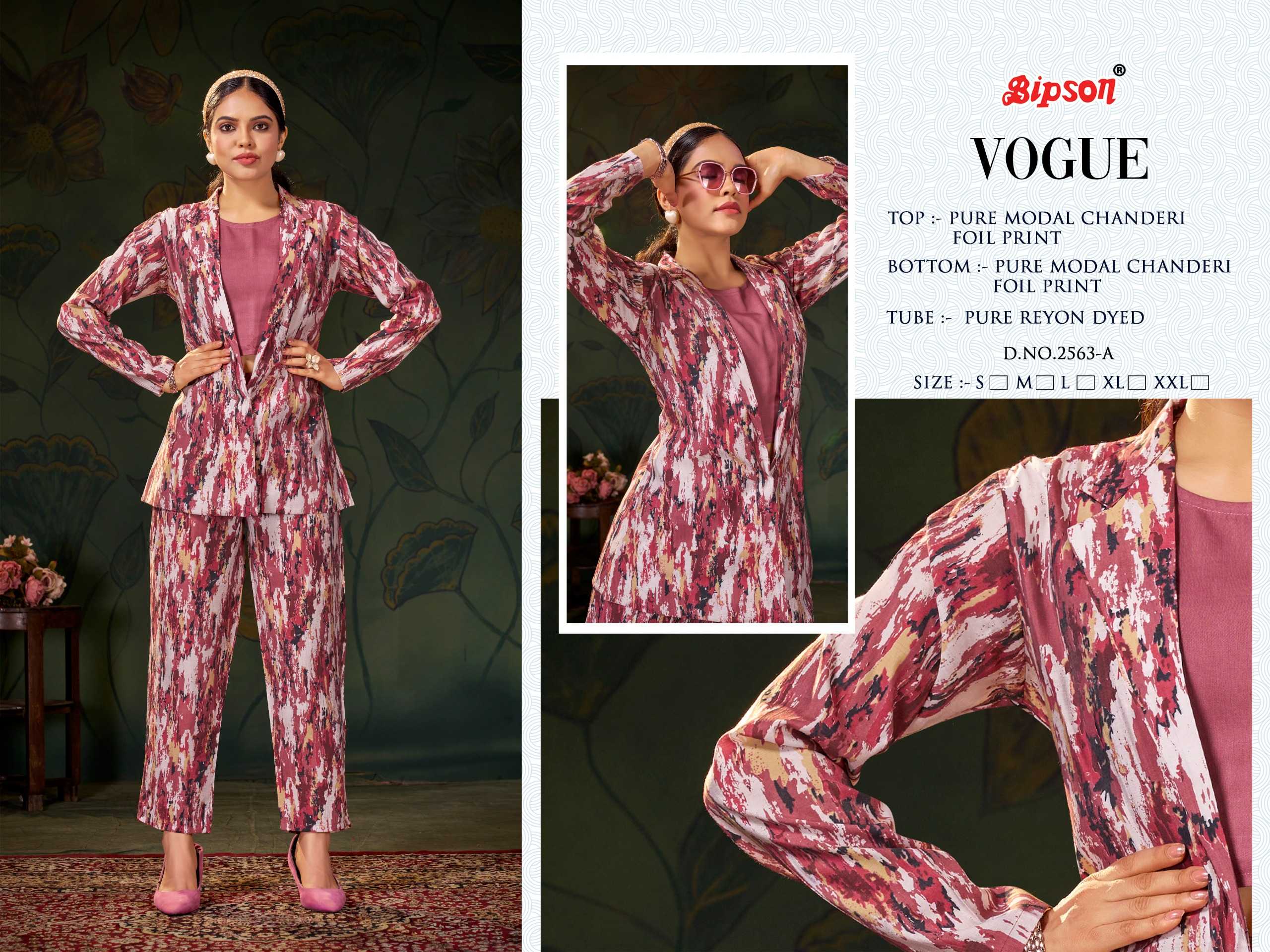 bipson vogue 2563 foil print latest wear readymade cordset collection