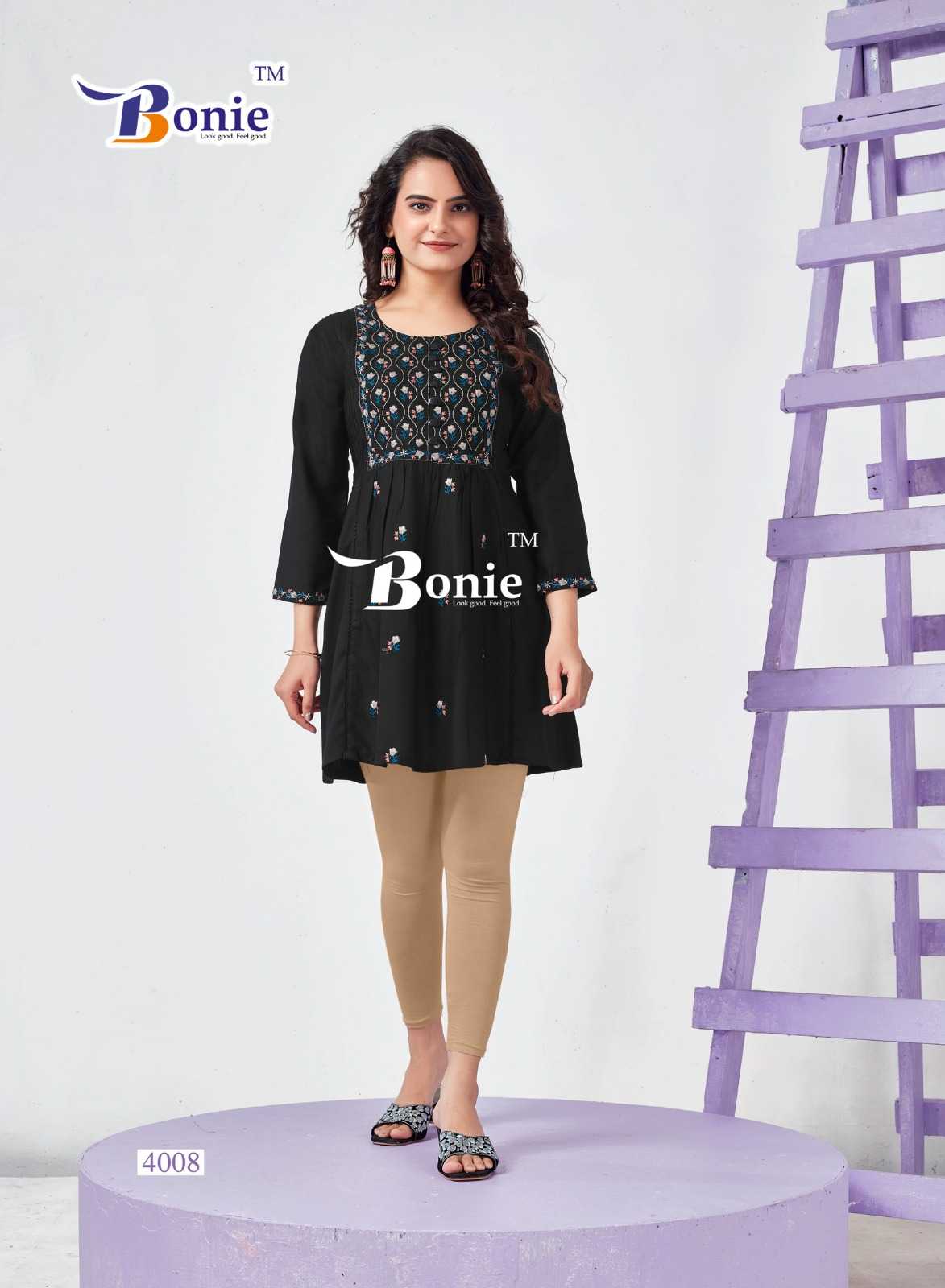 bonie adore vol 4 readymade thread work short kurti collection