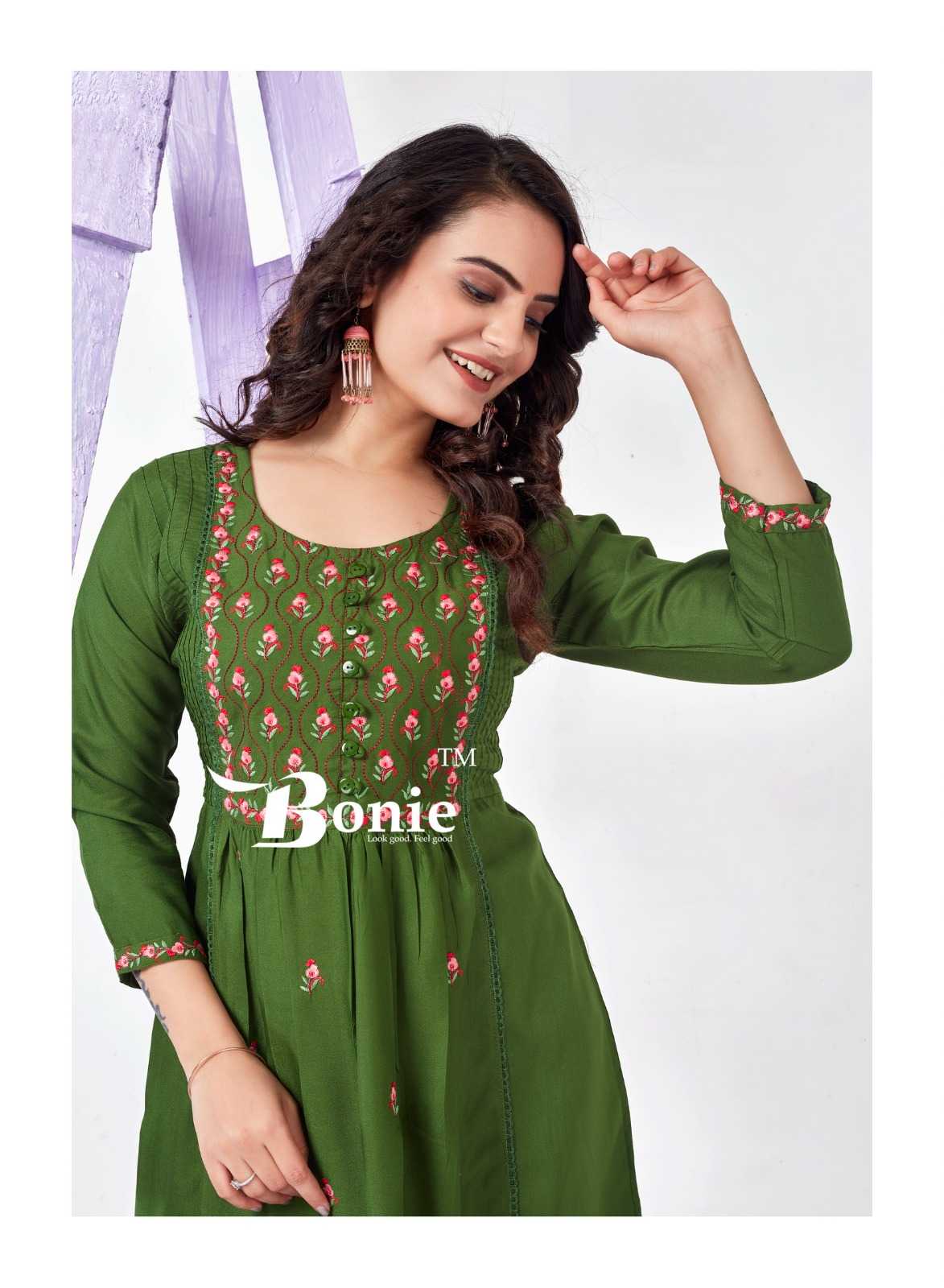 bonie adore vol 4 readymade thread work short kurti collection