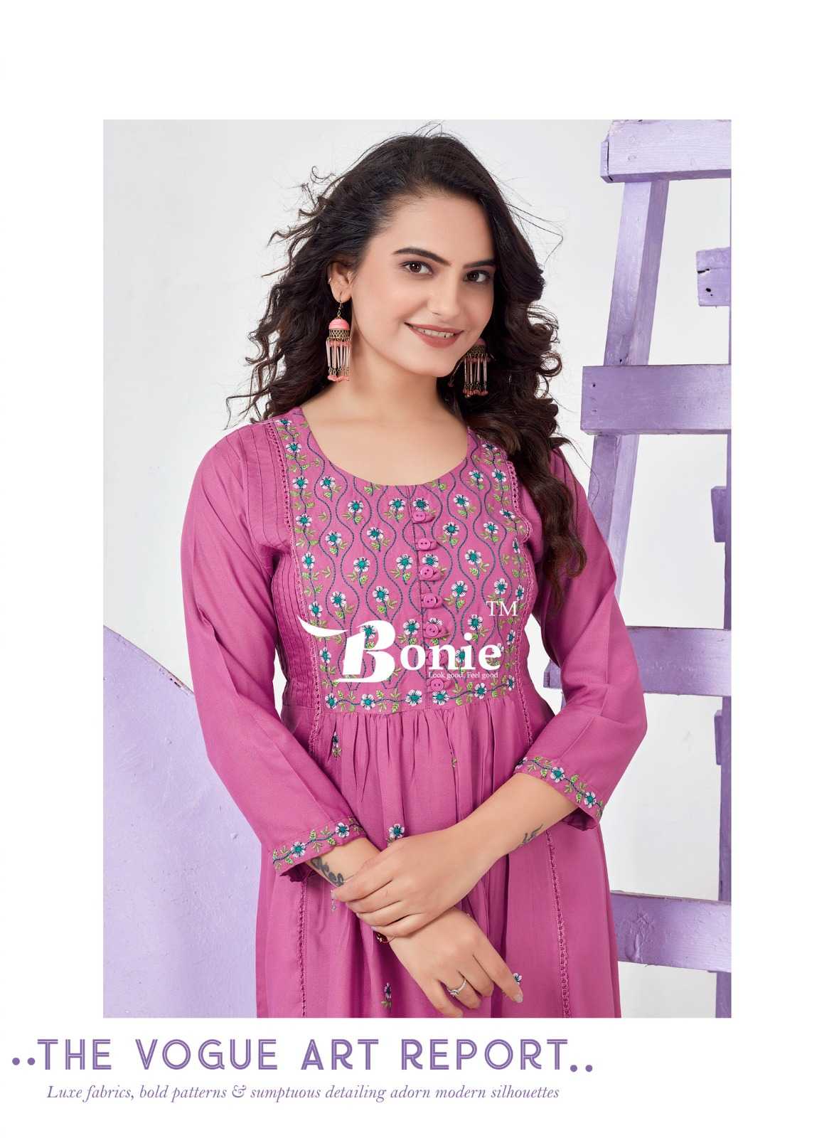 bonie adore vol 4 readymade thread work short kurti collection