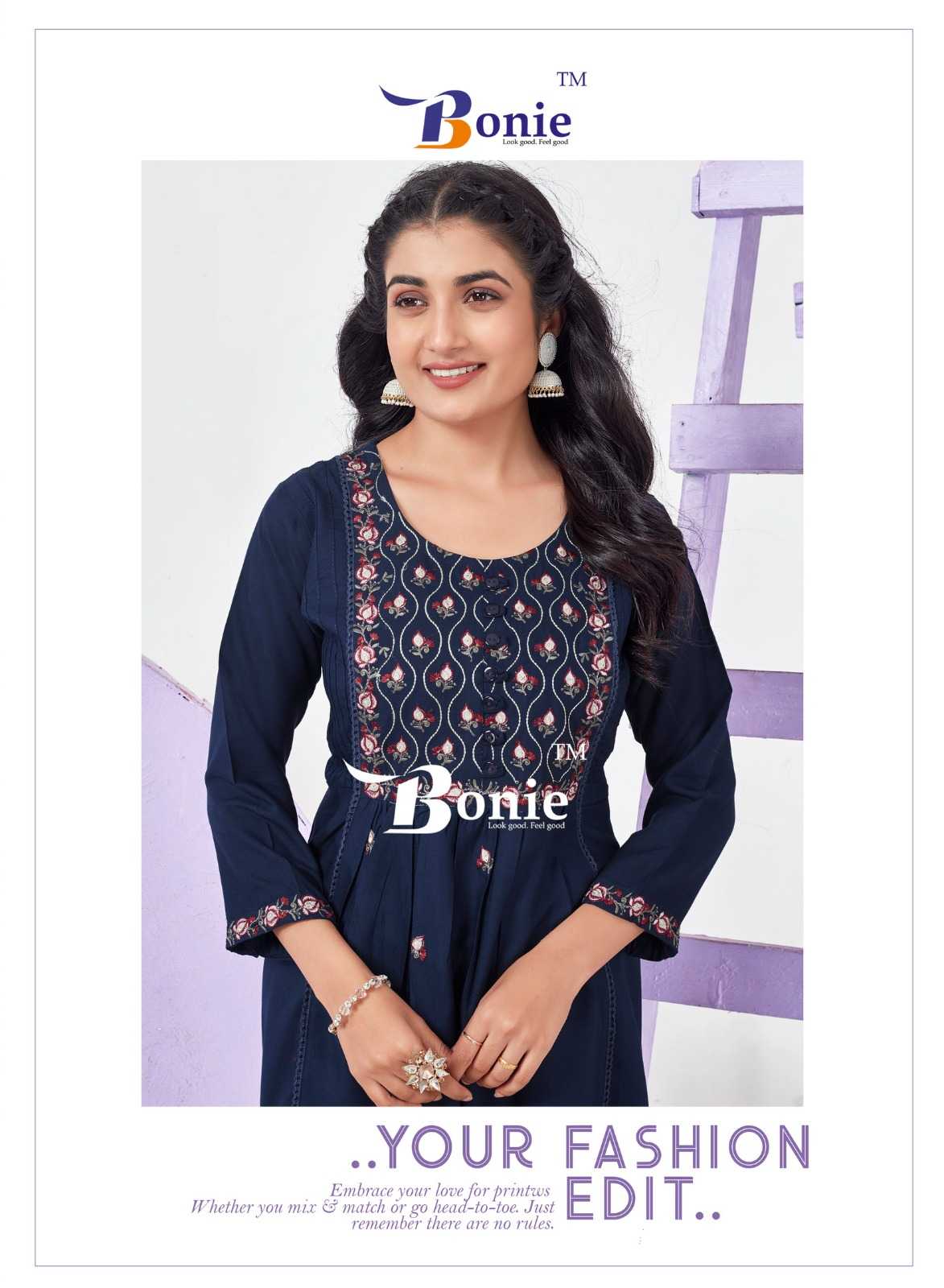 bonie adore vol 4 readymade thread work short kurti collection