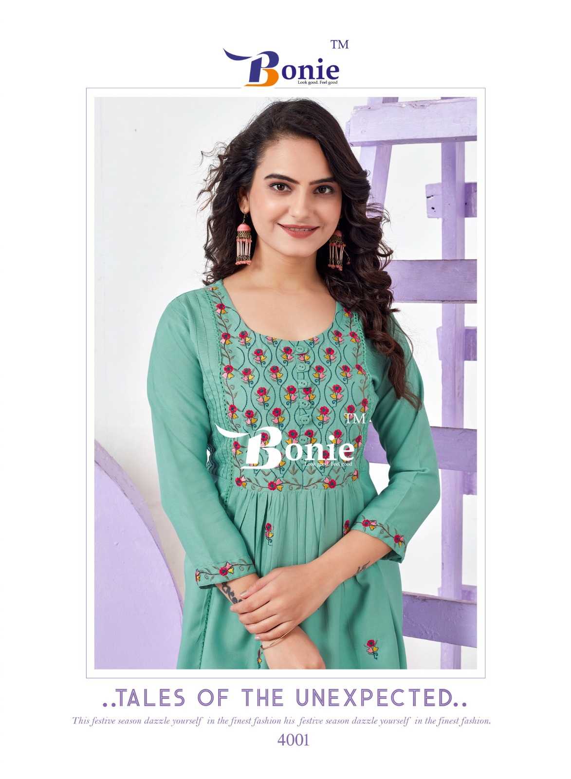 bonie adore vol 4 readymade thread work short kurti collection