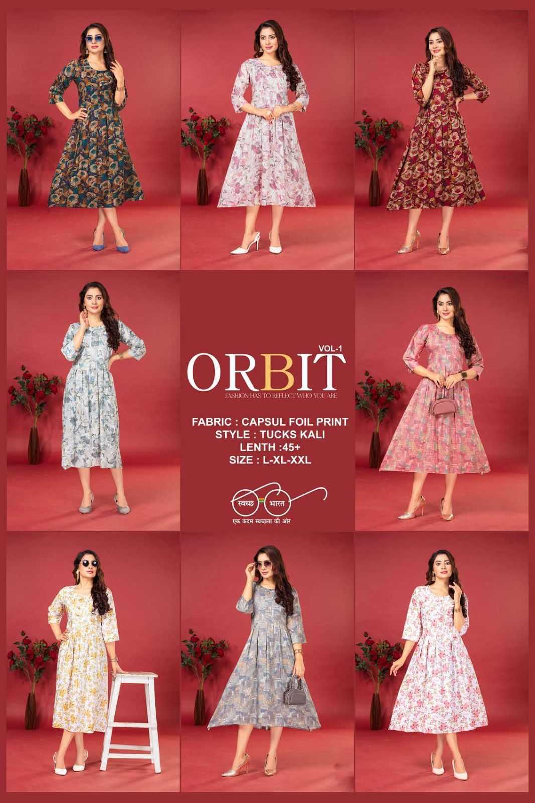 FASHION TALK ORBIT VOL.1 Heavy Capsule Foil Print KURTI CATALOG WHOLESALER BEST RATE
