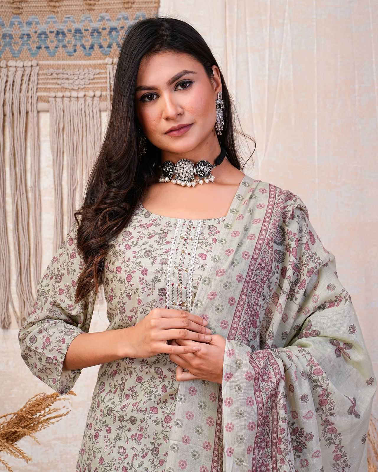 heritage cotton fancy handwork readymade salwar kameez collection