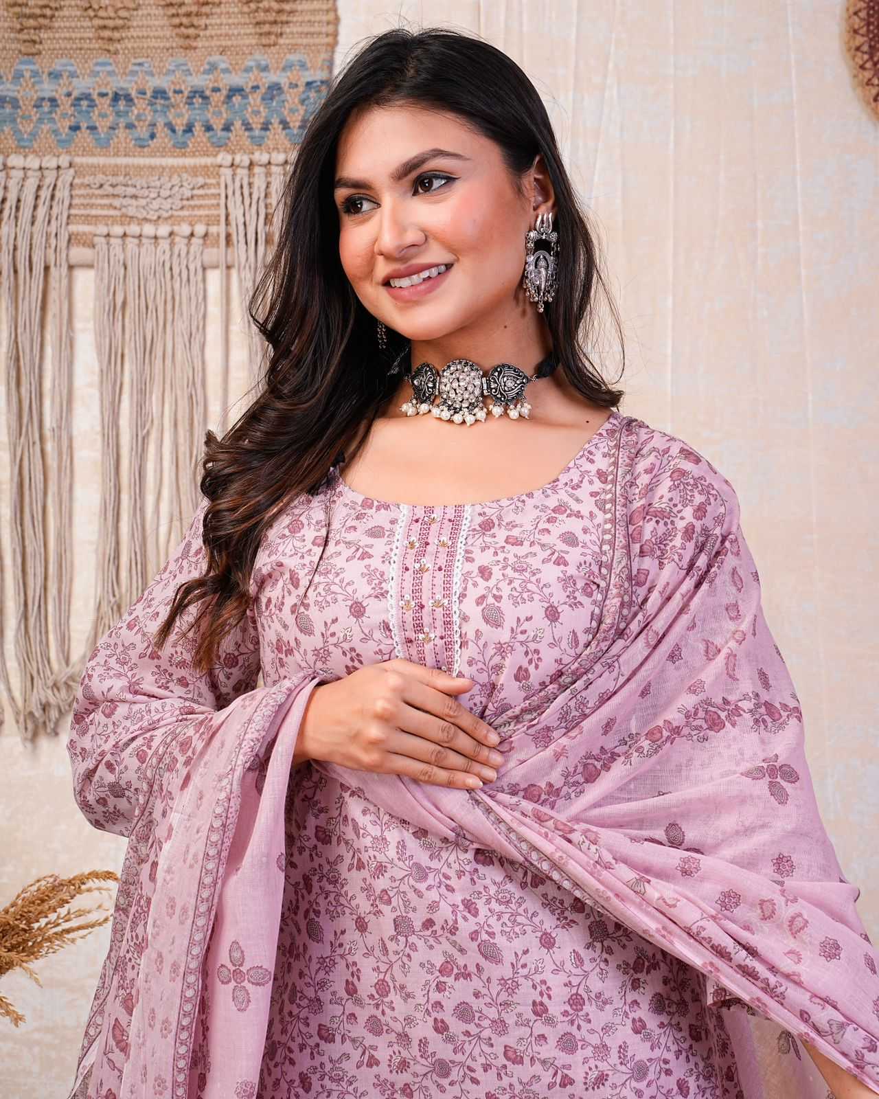 heritage cotton fancy handwork readymade salwar kameez collection