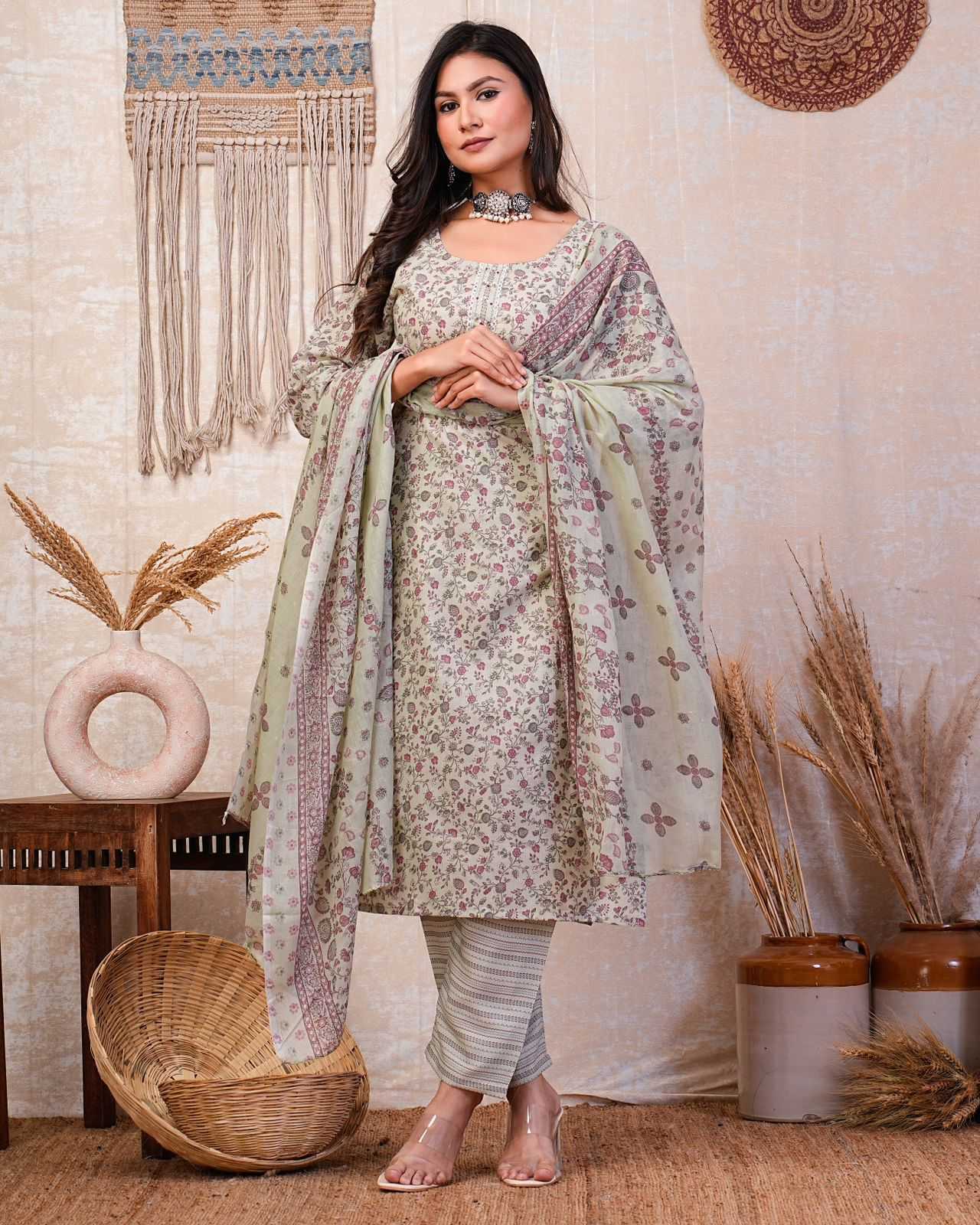 heritage cotton fancy handwork readymade salwar kameez collection