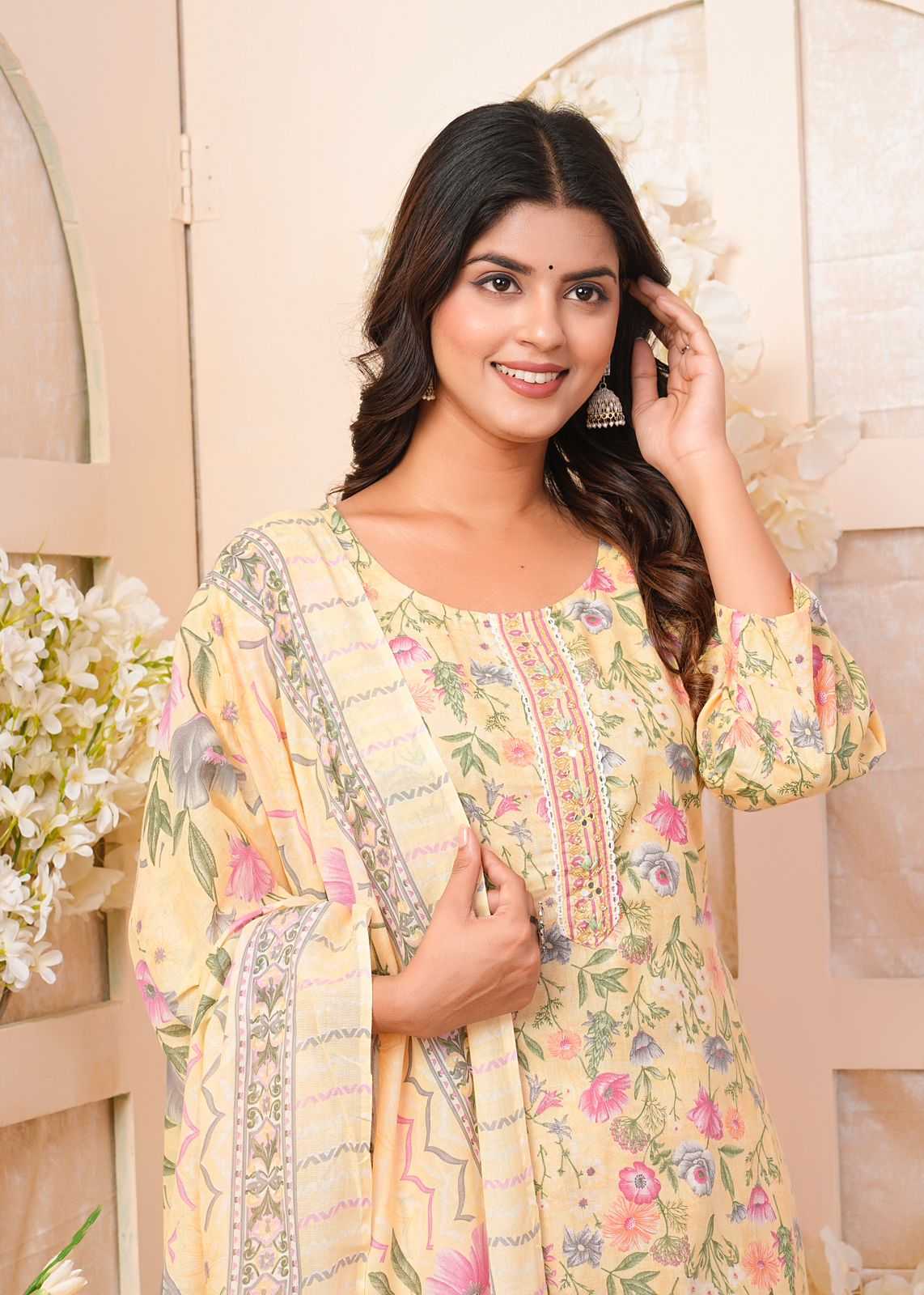 heritage cotton fancy handwork readymade salwar kameez collection