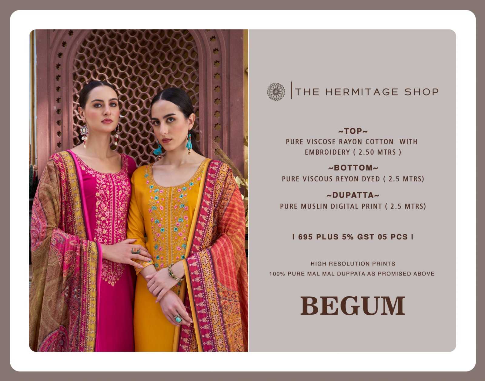 hermitage begum vol 2 festival look pure viscouse rayon salwar kameez readymade