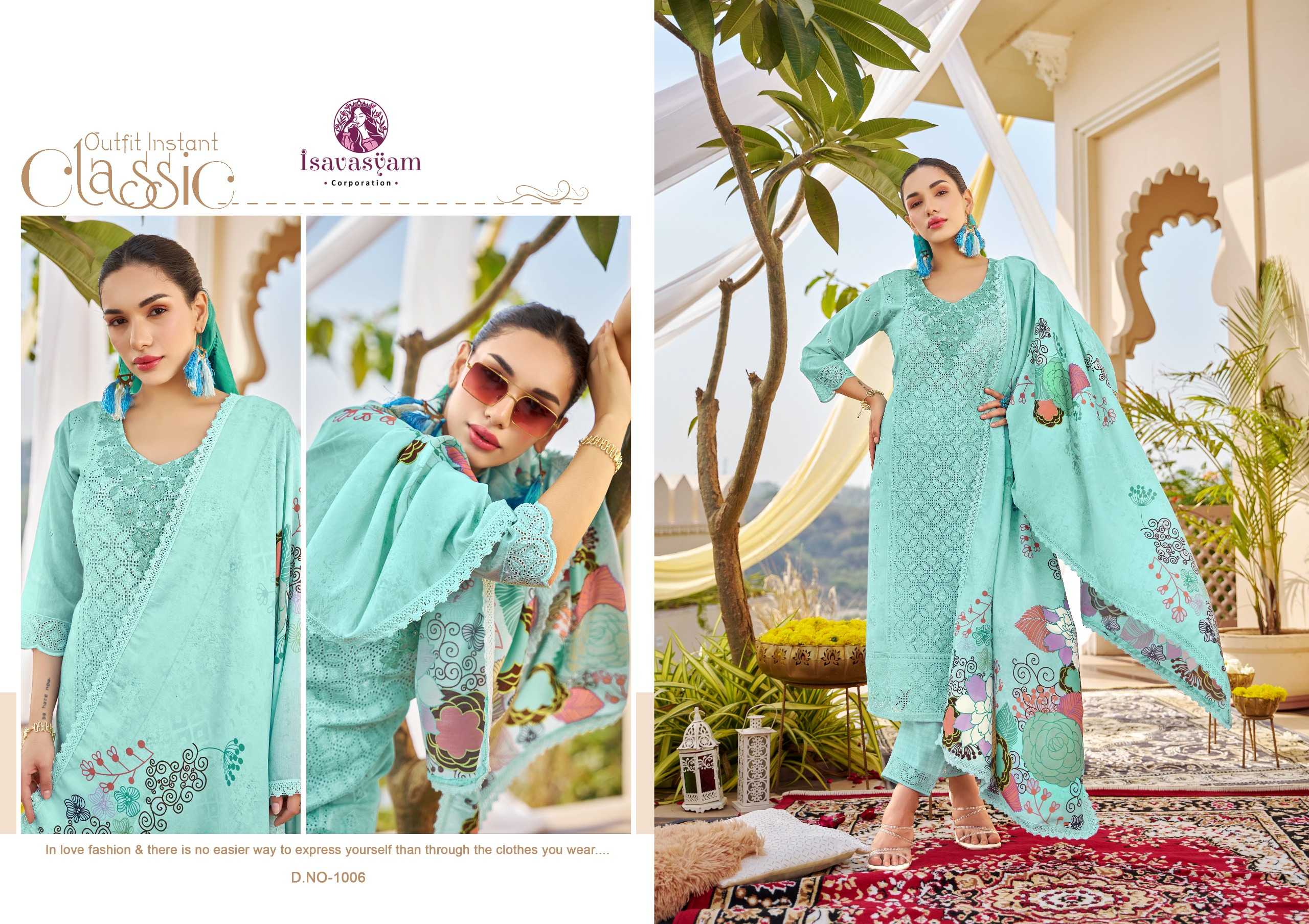 isavasyam chikan applique readymade designer digital print with chikan work 3pcs set in plus size