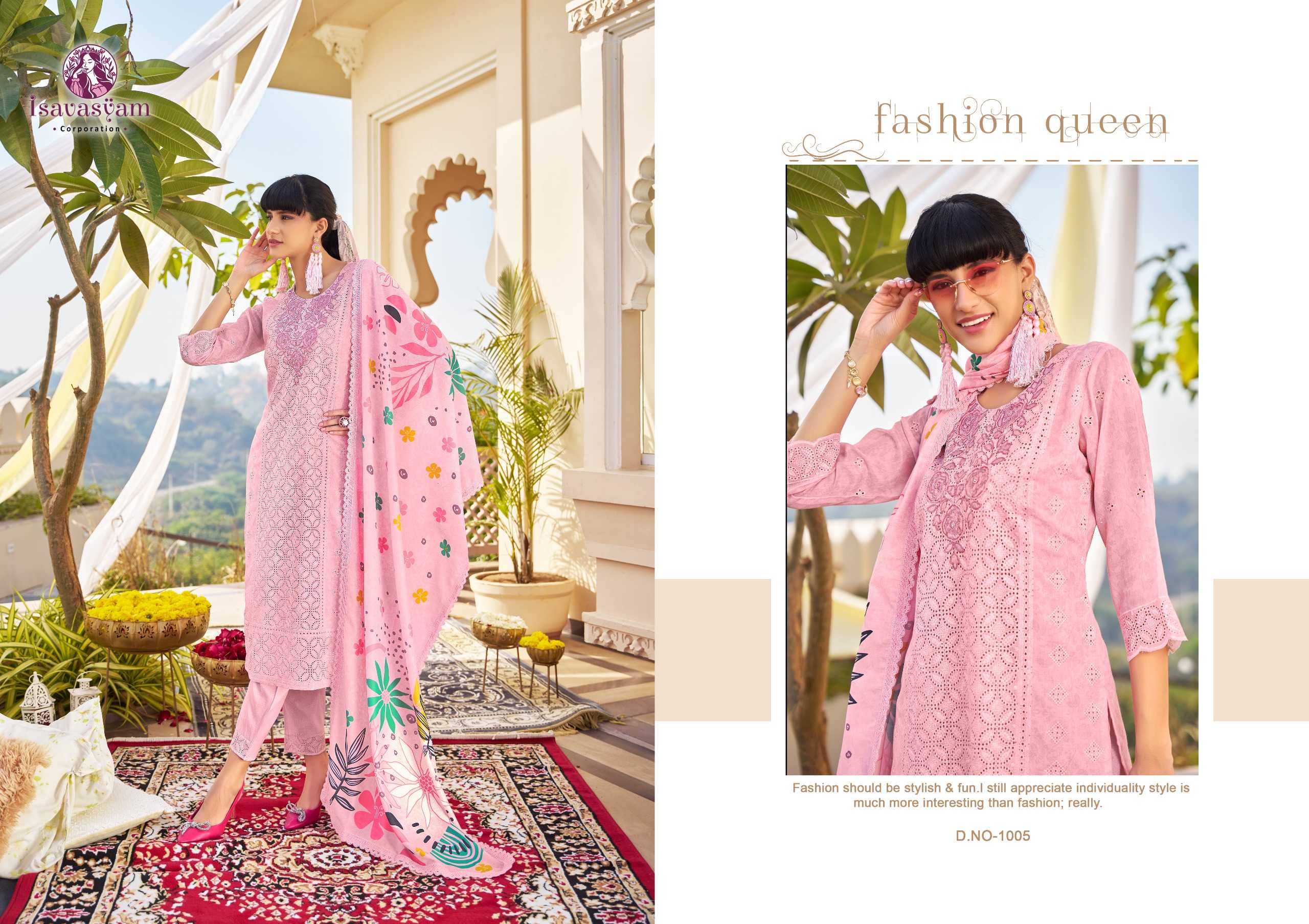 isavasyam chikan applique readymade designer digital print with chikan work 3pcs set in plus size