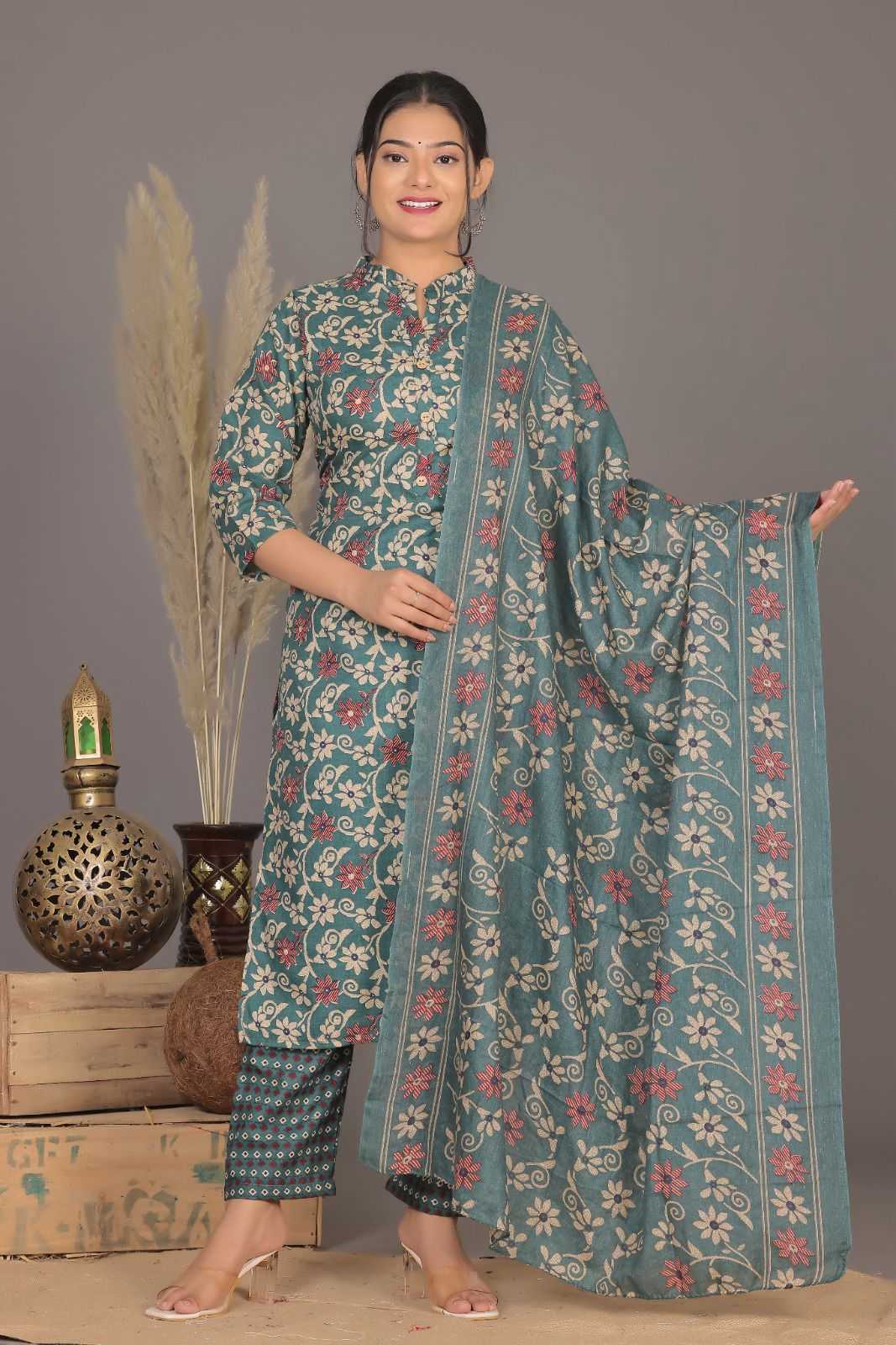 pr heritage slub cotton 3pcs part 2 readymade casual wear combo set in plus size