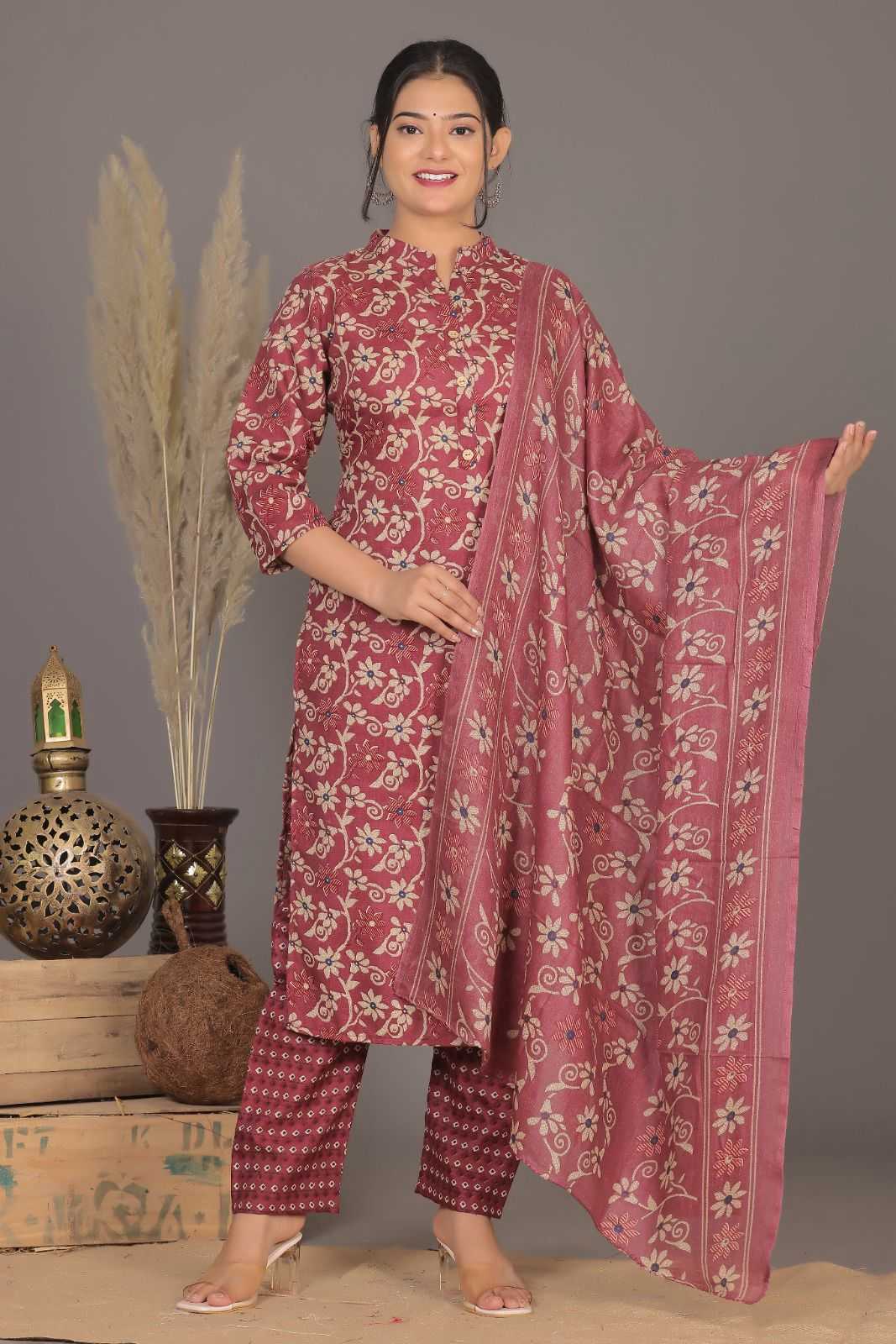 pr heritage slub cotton 3pcs part 2 readymade casual wear combo set in plus size