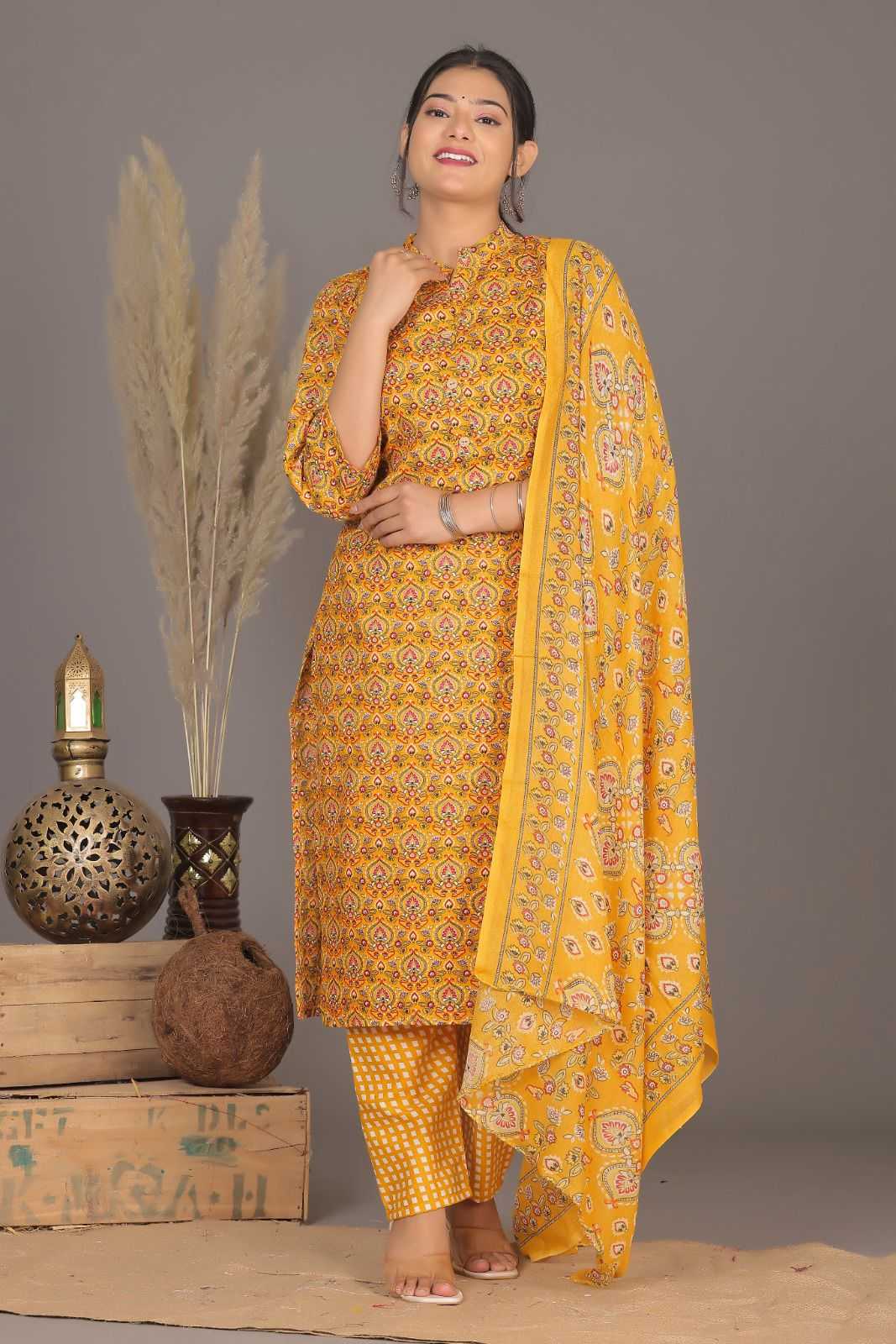 pr heritage slub cotton 3pcs part 2 readymade casual wear combo set in plus size