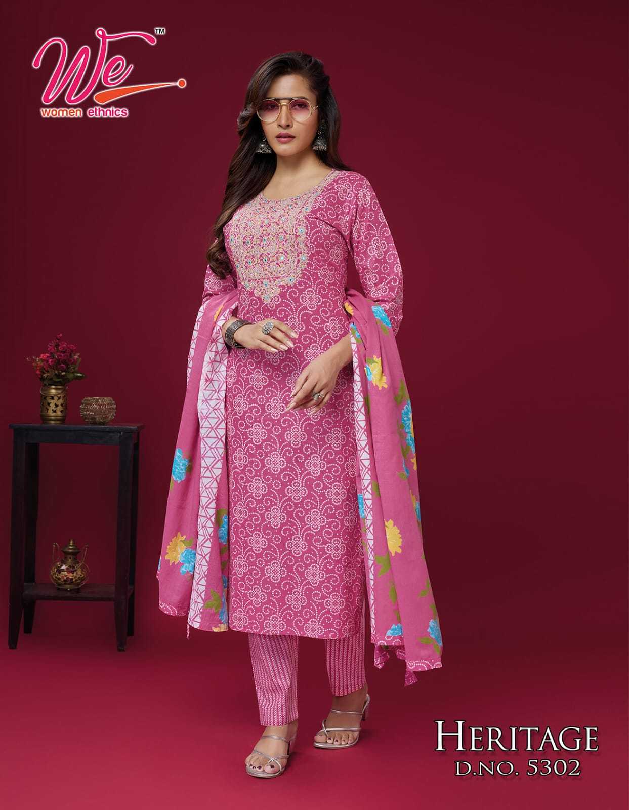 we women heritage cotton printed fancy wear readymade salwar suit 
