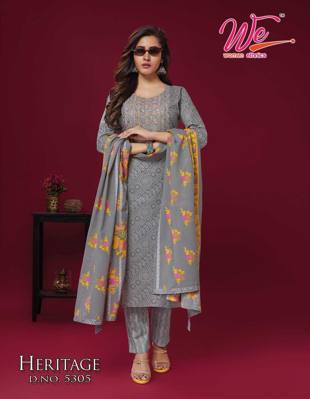 we women heritage cotton printed fancy wear readymade salwar suit 