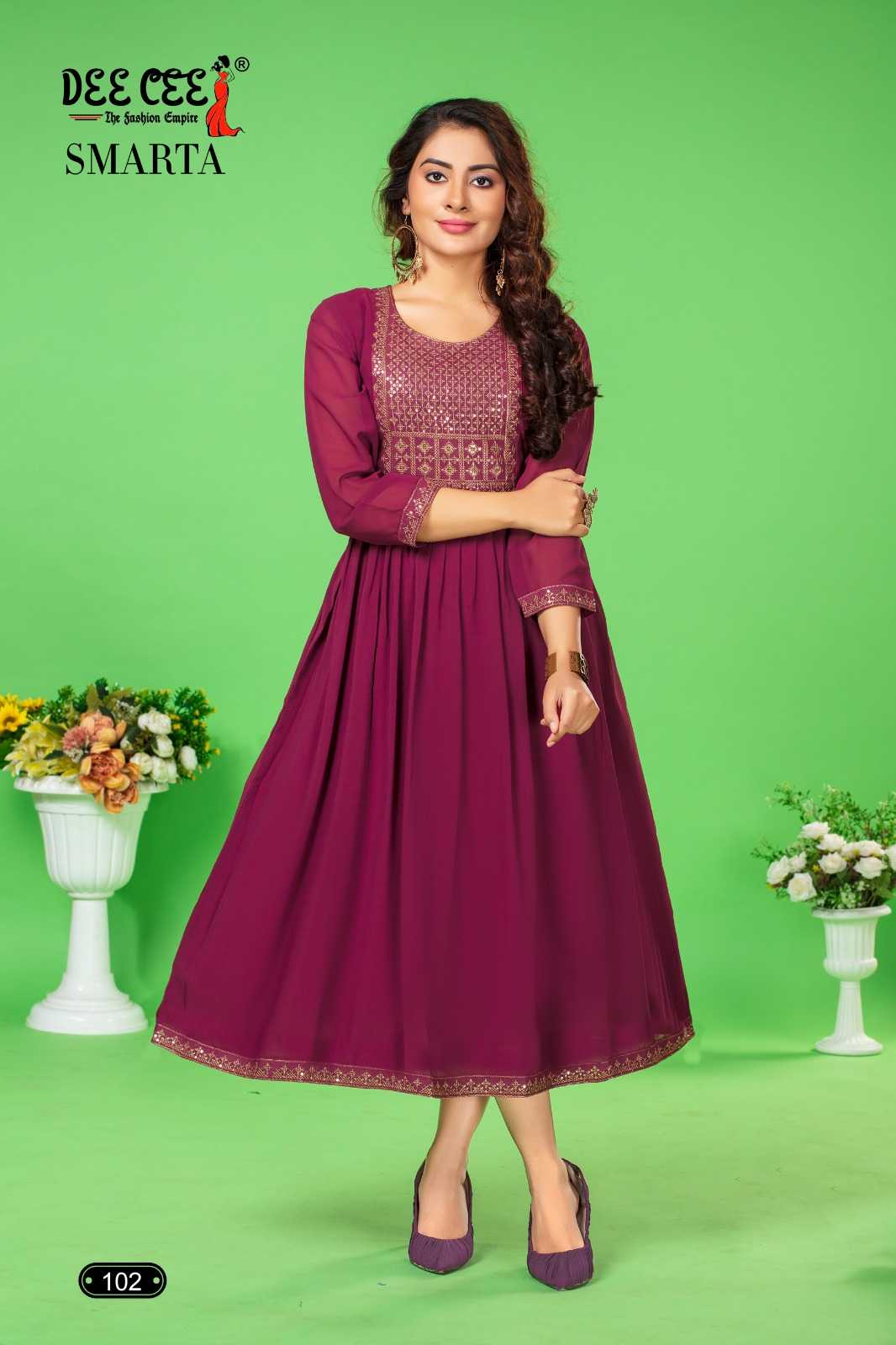 deecee smarta function look style fully stitch georgette big size long kurti 