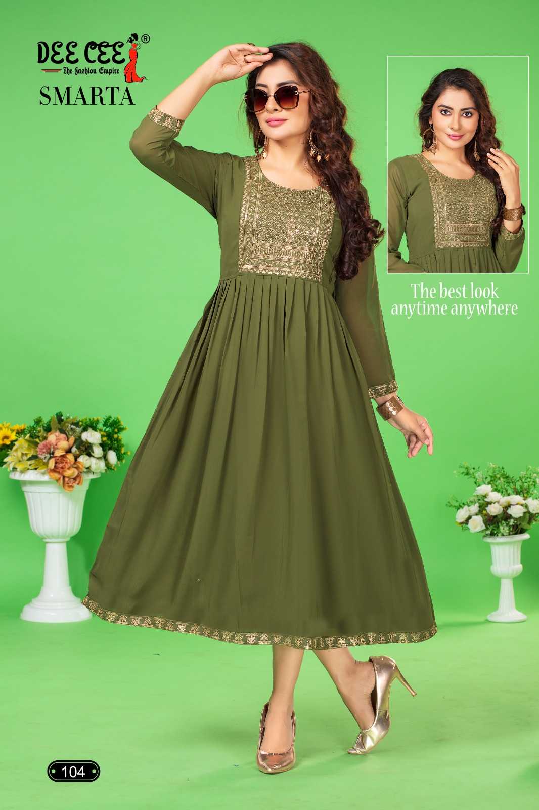 deecee smarta function look style fully stitch georgette big size long kurti 
