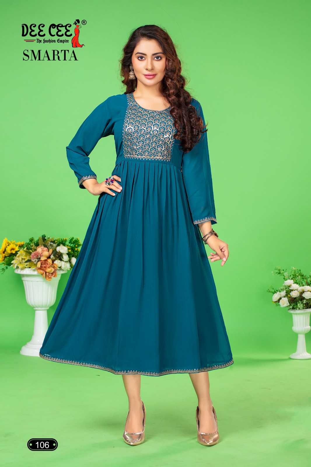 deecee smarta function look style fully stitch georgette big size long kurti 