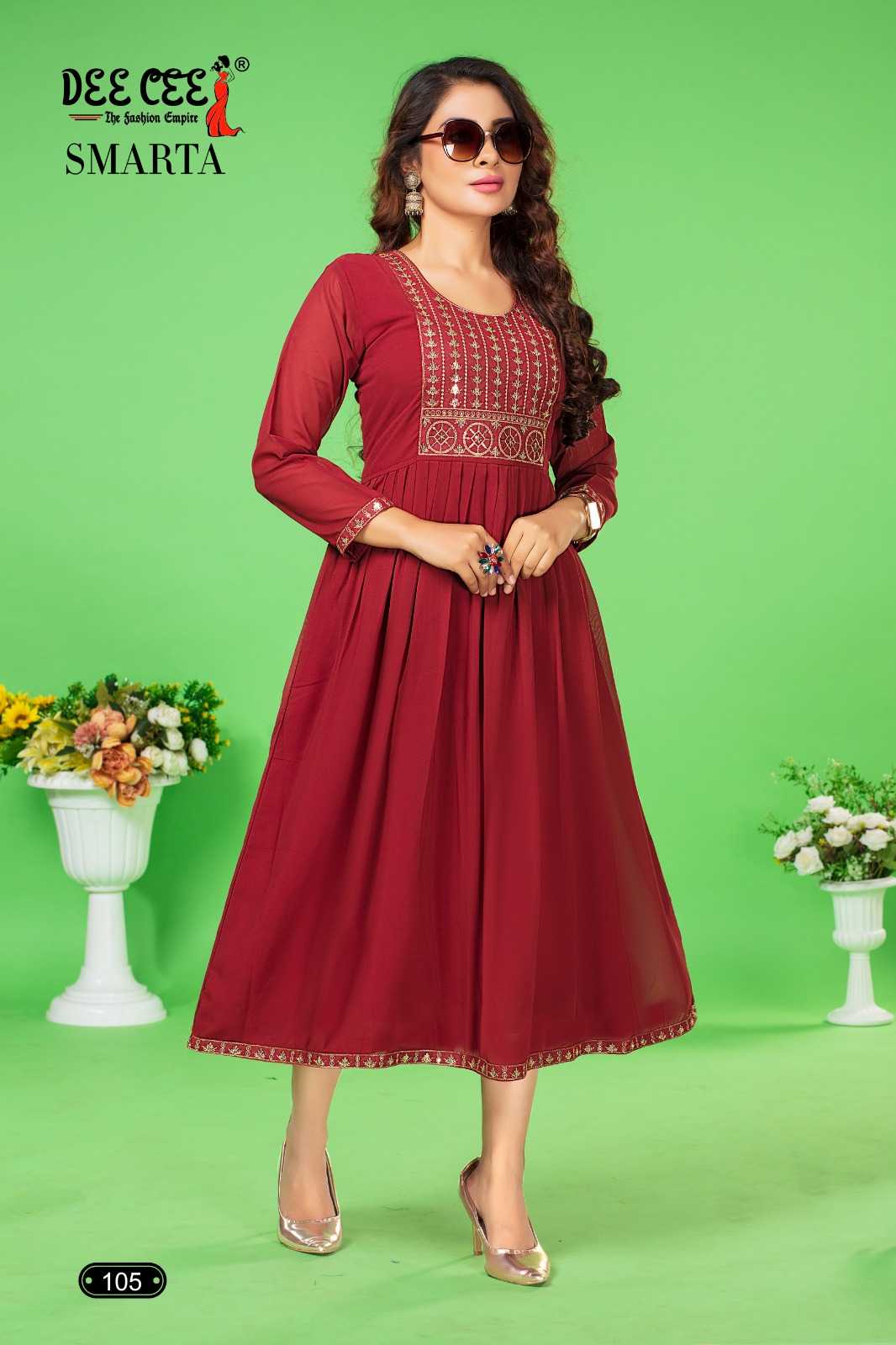 deecee smarta function look style fully stitch georgette big size long kurti 