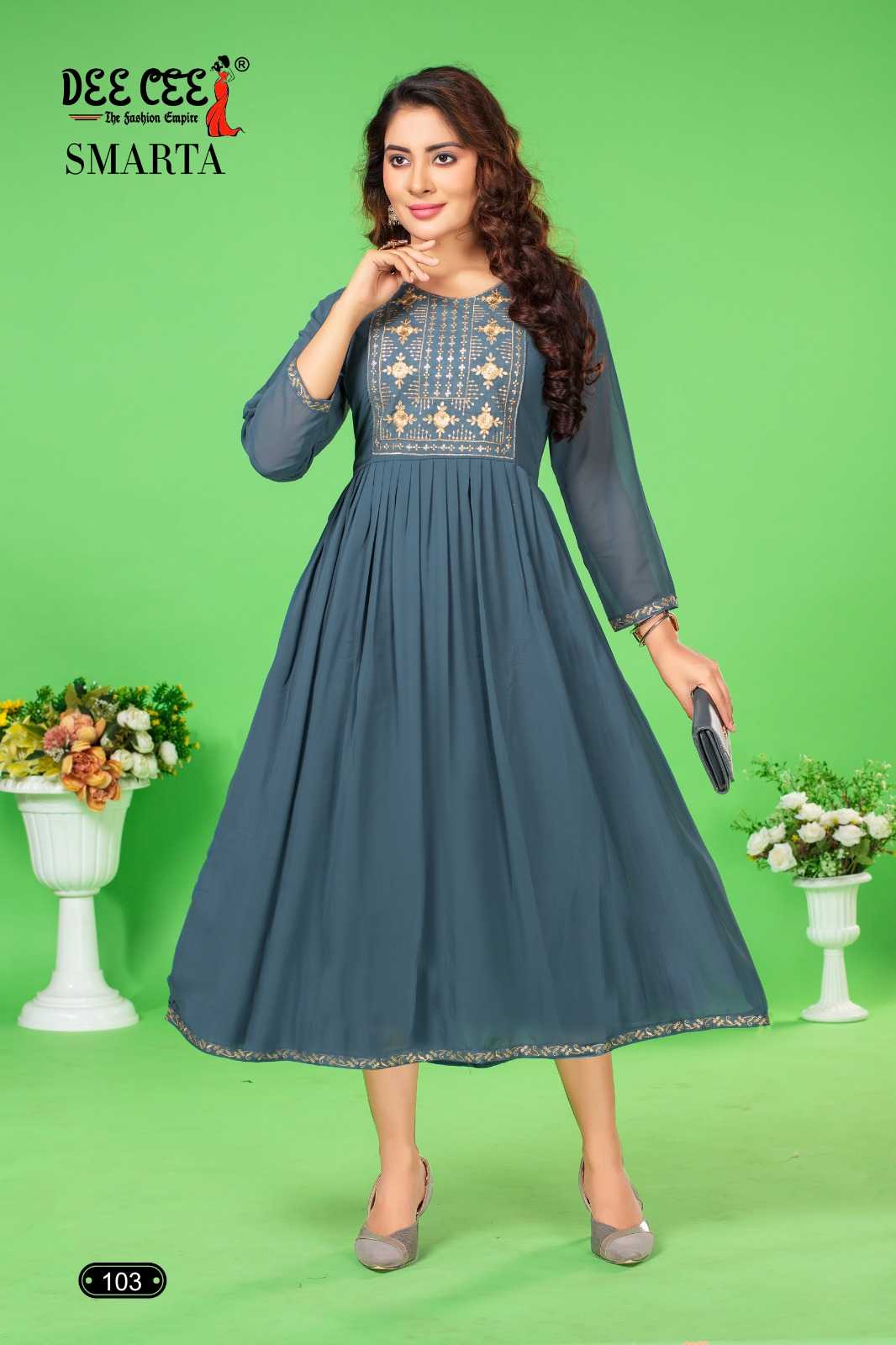 deecee smarta function look style fully stitch georgette big size long kurti 