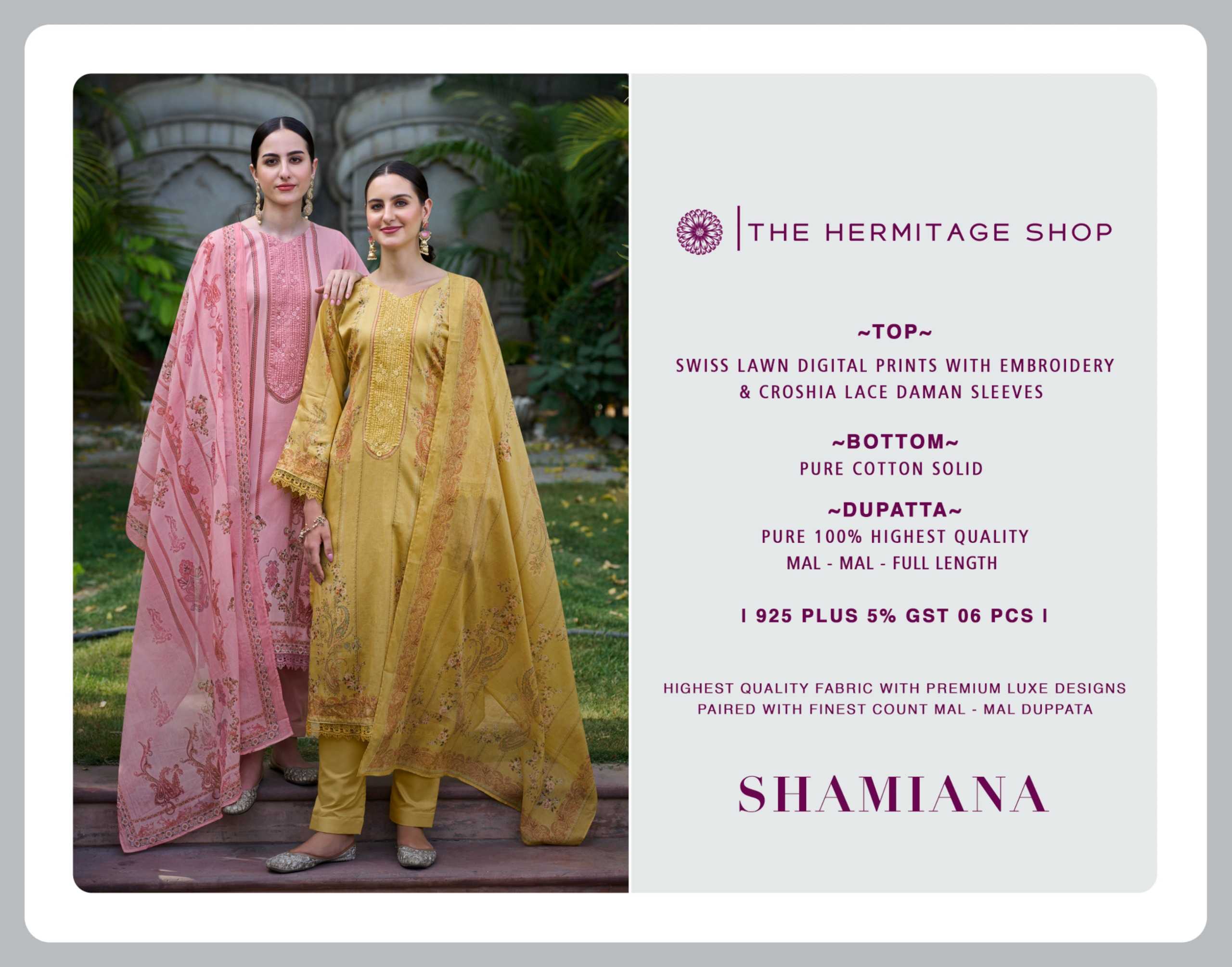 hermitage presents shamiana exclusive pakistani swiss lawn salwar kameez