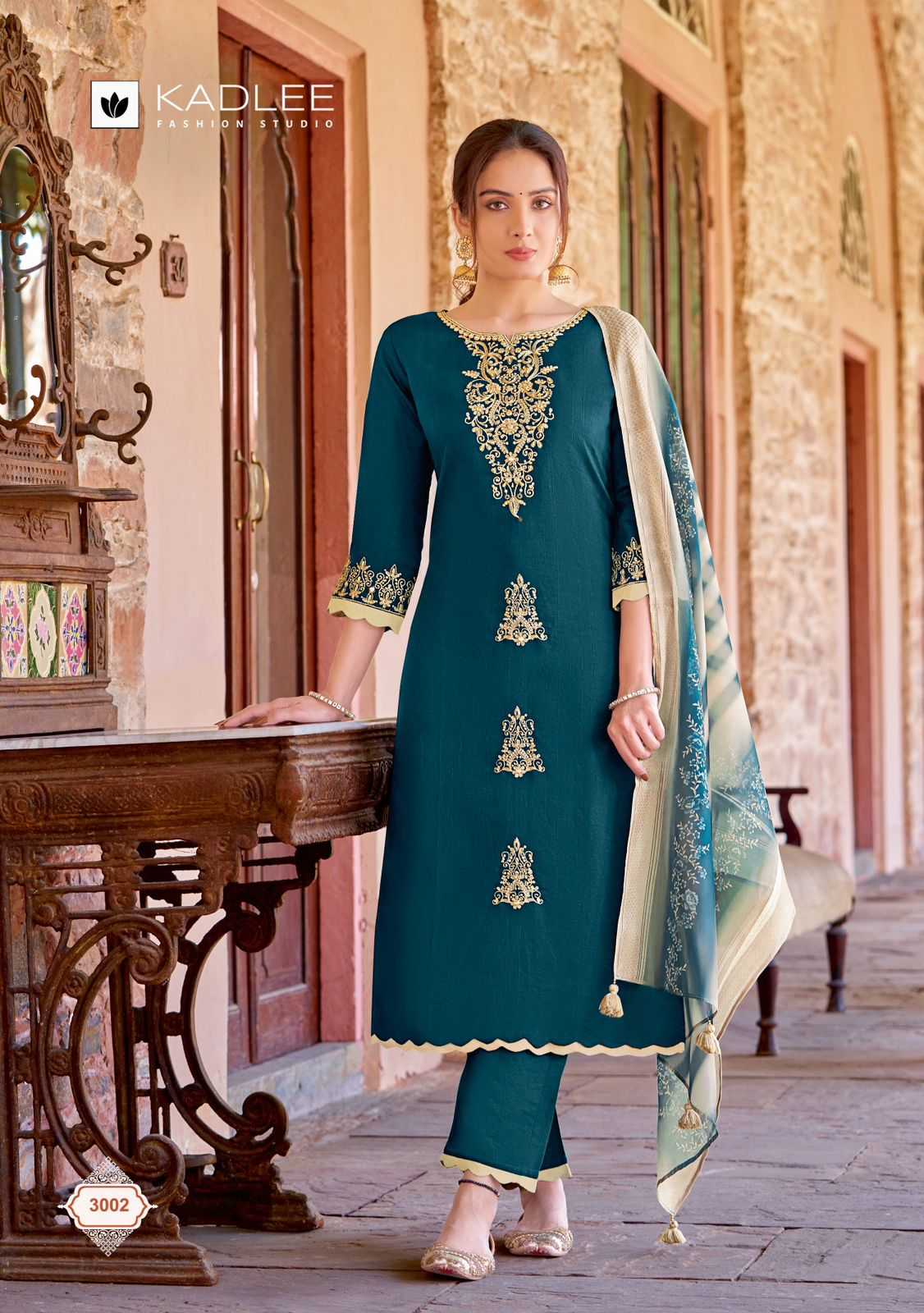 kadlee heritage pretty look viscose weaving full stitch top bottom dupatta catalog