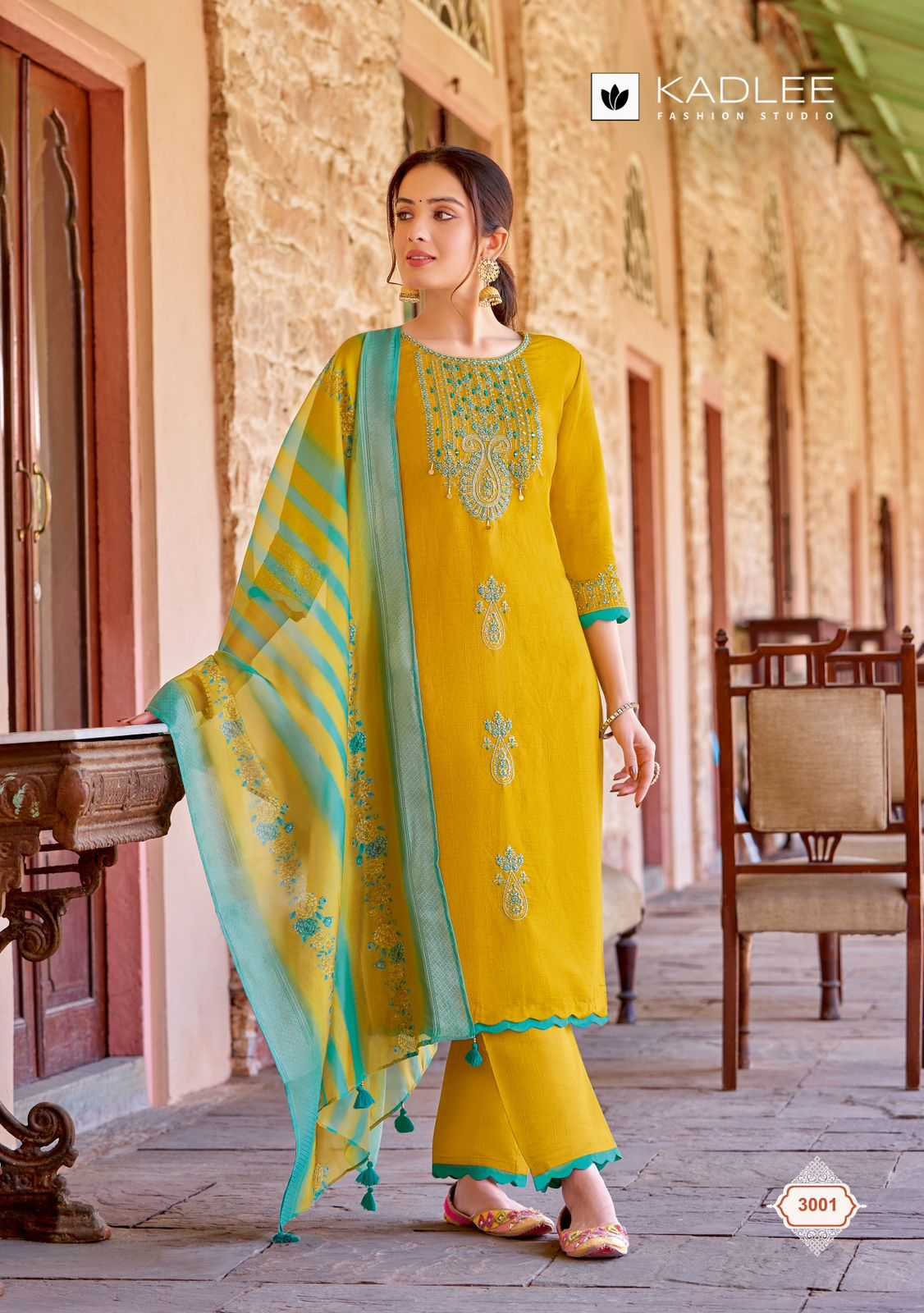 kadlee heritage pretty look viscose weaving full stitch top bottom dupatta catalog