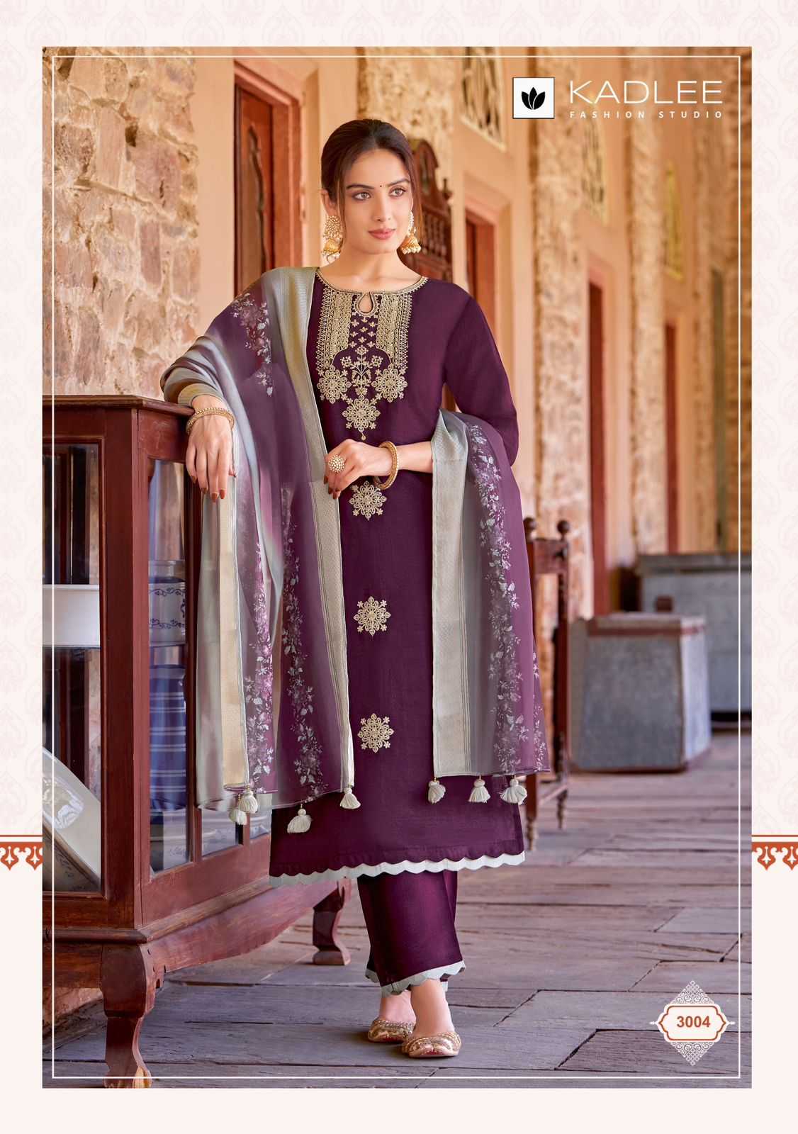 kadlee heritage pretty look viscose weaving full stitch top bottom dupatta catalog