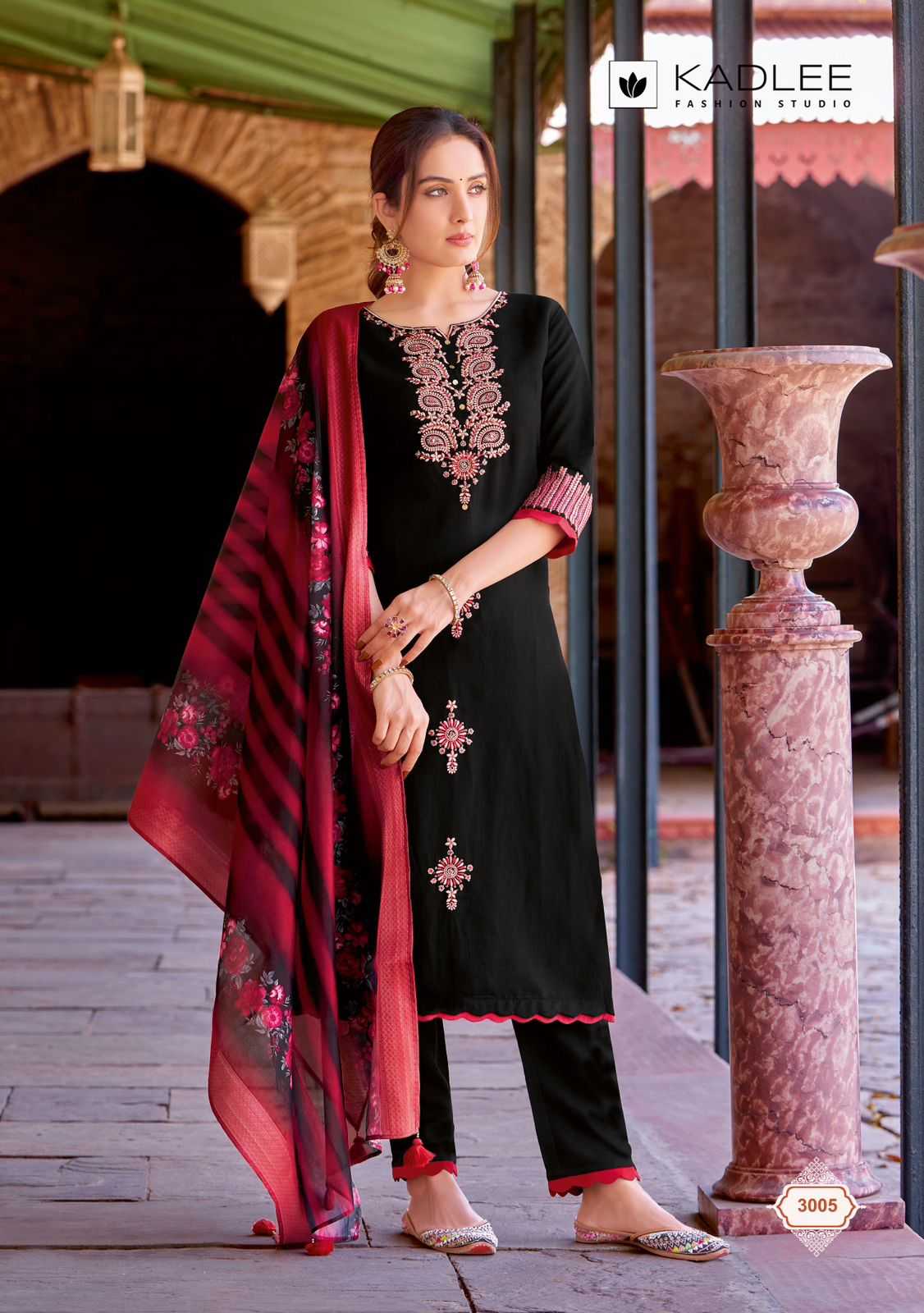 kadlee heritage pretty look viscose weaving full stitch top bottom dupatta catalog