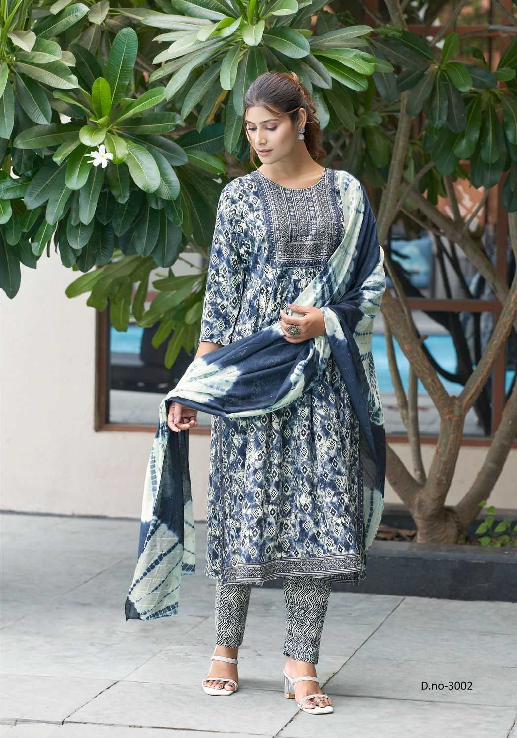 mystic9 presents simran vol 3 full stitch nyra cut style embroidery work big size salwar kameez 