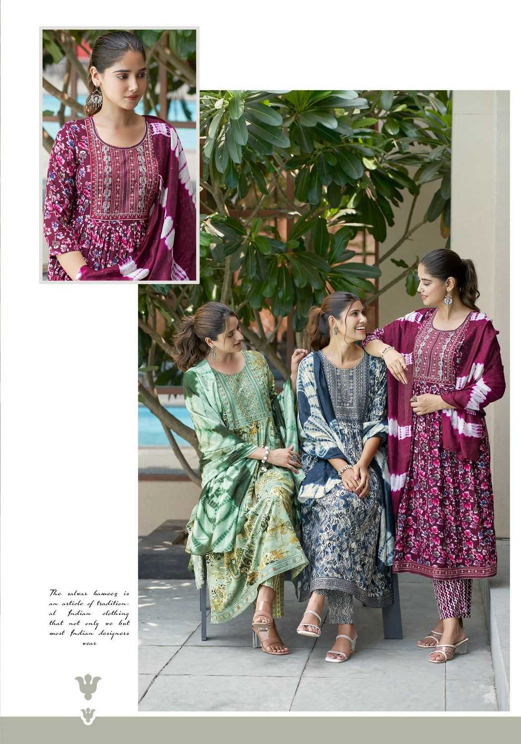 mystic9 presents simran vol 3 full stitch nyra cut style embroidery work big size salwar kameez 