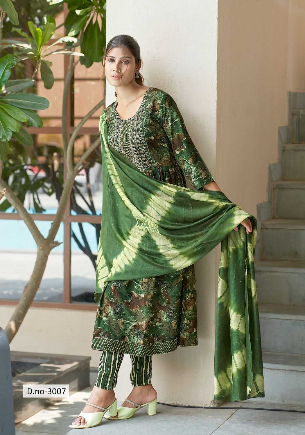 mystic9 presents simran vol 3 full stitch nyra cut style embroidery work big size salwar kameez 