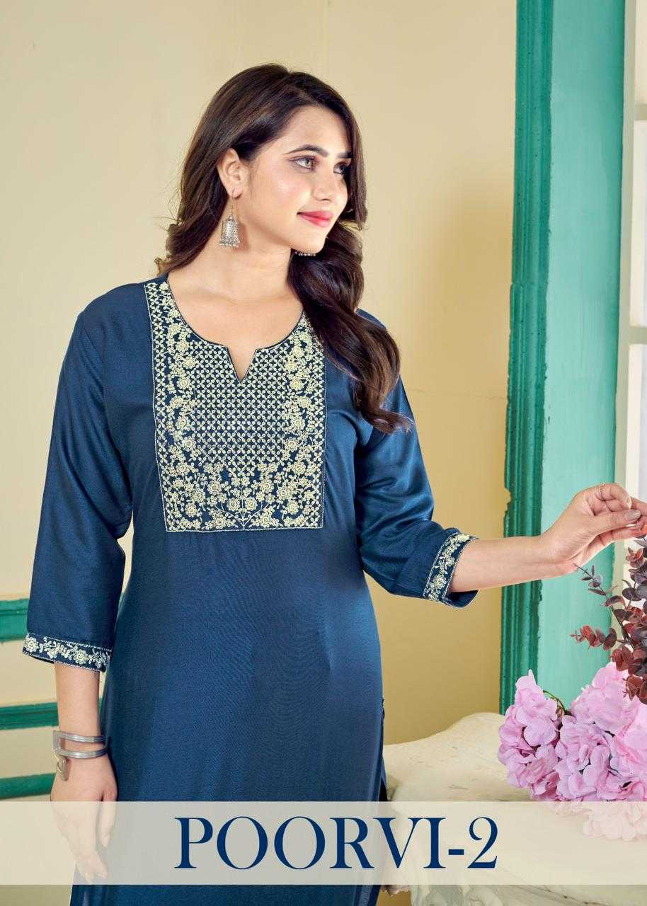 poorvi vol 2 by pr regular wear rayon big size kurtis