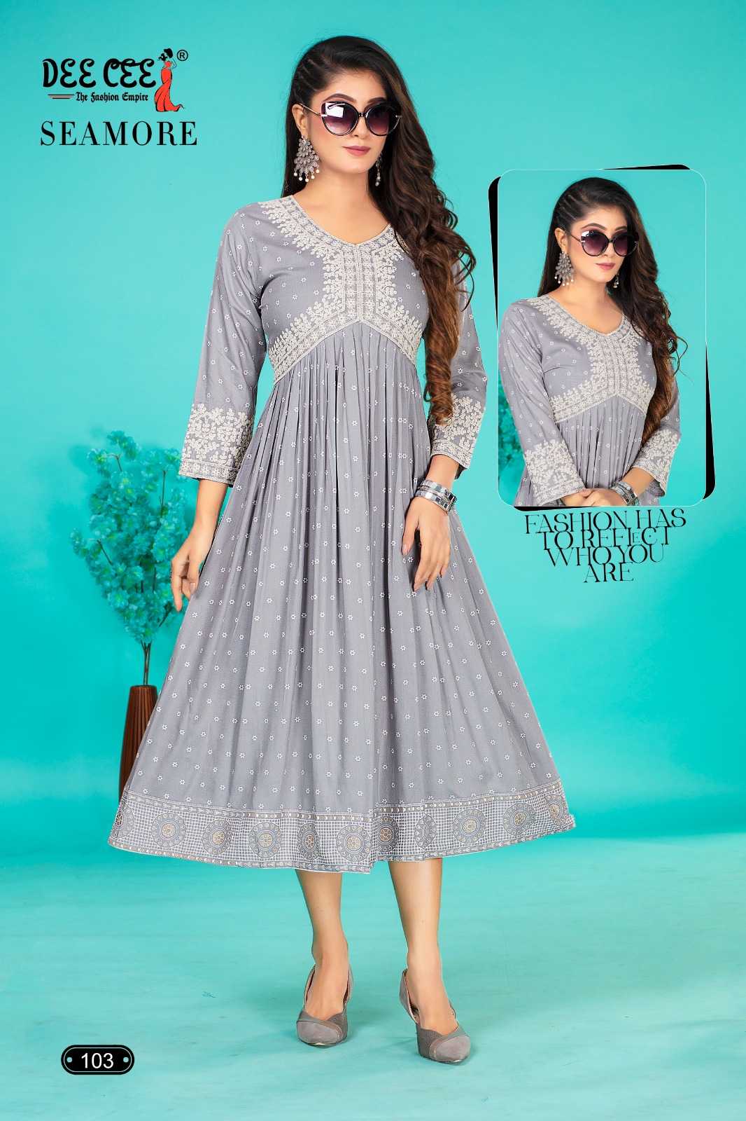 seamore by deecee rayon plain amazing alia style readymade big size long kurti