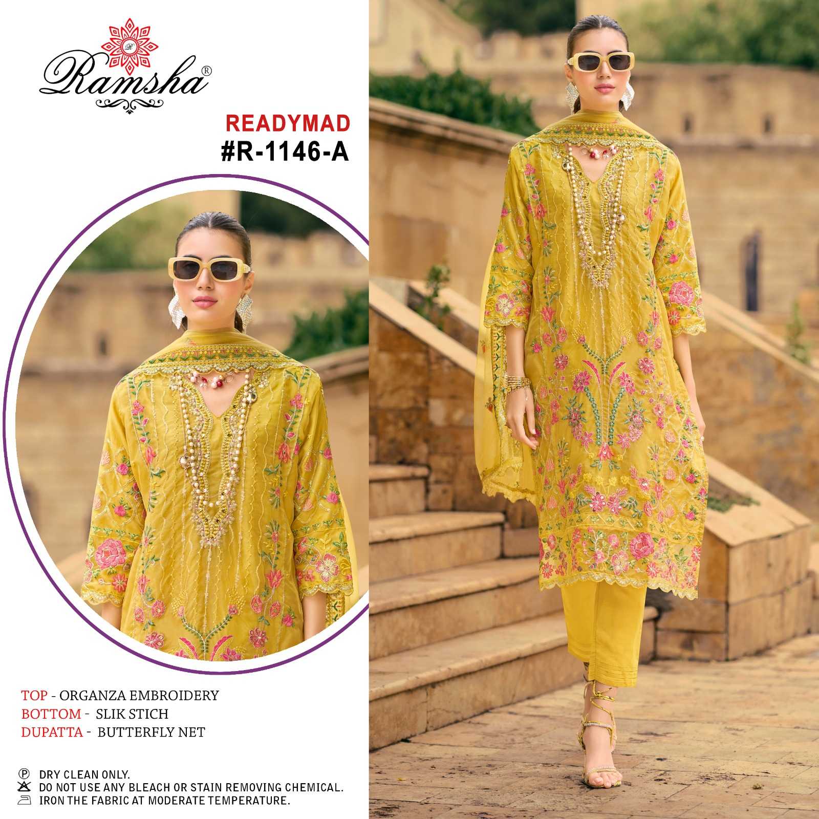 1146 by ramsha fully stitch organza embroidery work morden pakistani salwar kameez 