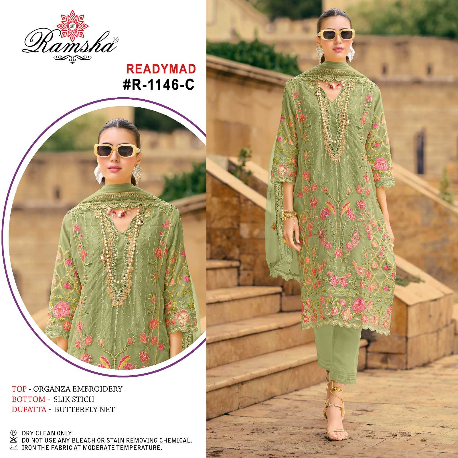 1146 by ramsha fully stitch organza embroidery work morden pakistani salwar kameez 