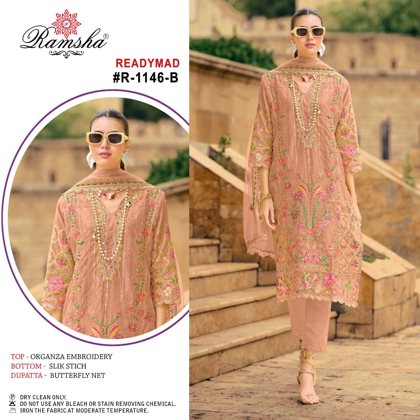 1146 by ramsha fully stitch organza embroidery work morden pakistani salwar kameez 