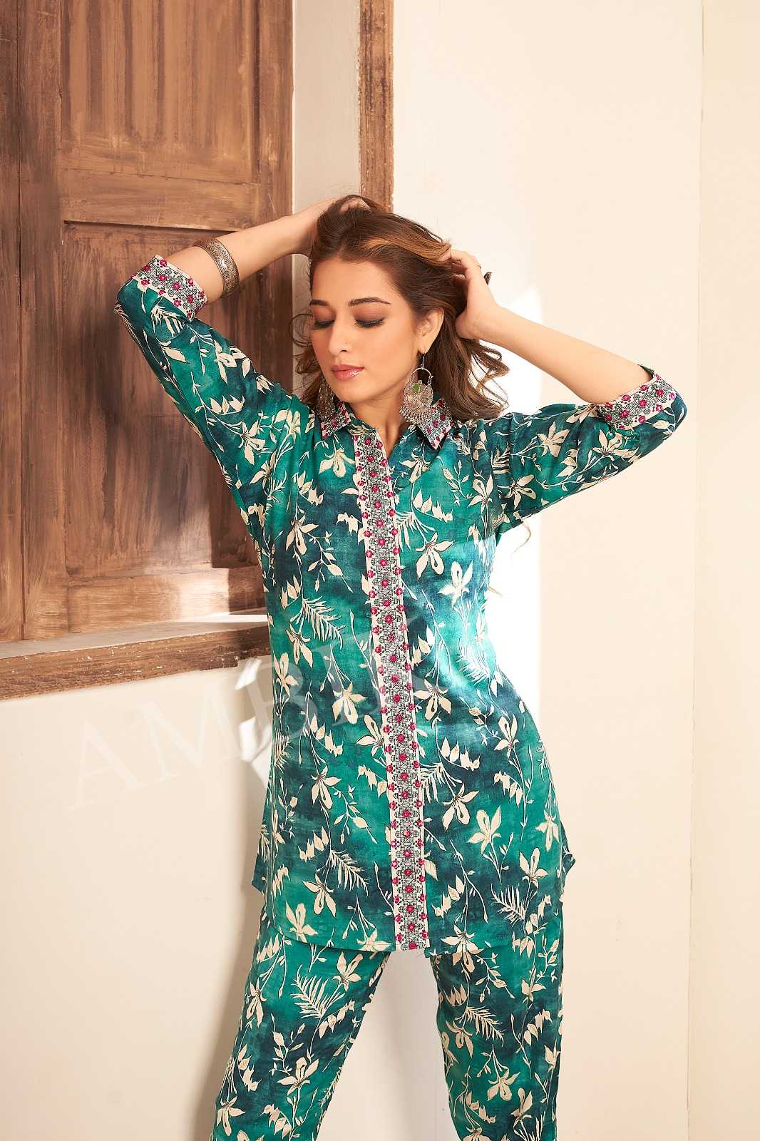 ambika ranisa rayon classy outfit cord set top and bottom readymade collection