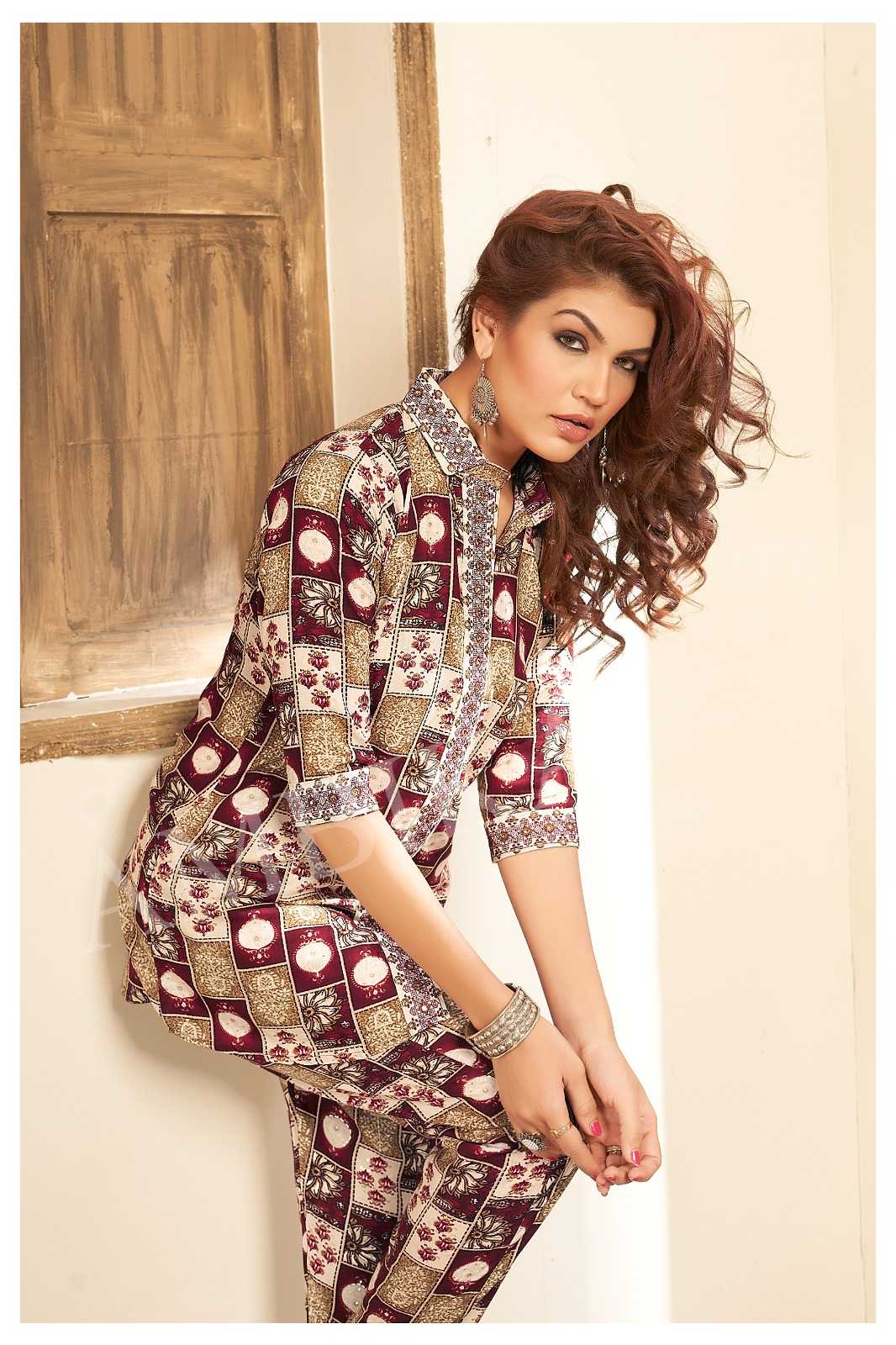 ambika ranisa rayon classy outfit cord set top and bottom readymade collection