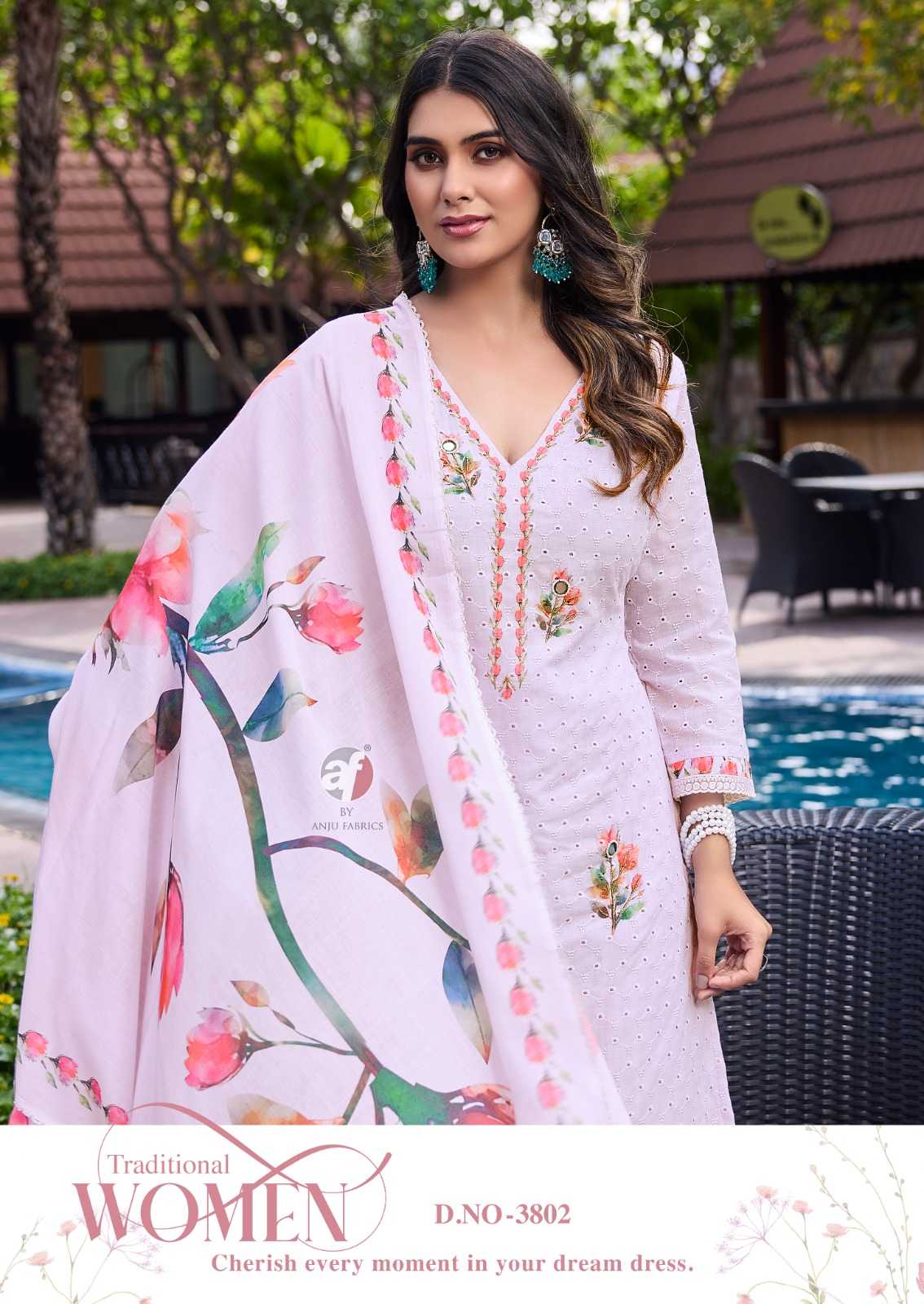 anju fab launch comfort lady vol 2 exclusive party wear cotton schiffli work readymade big size 3pcs dress