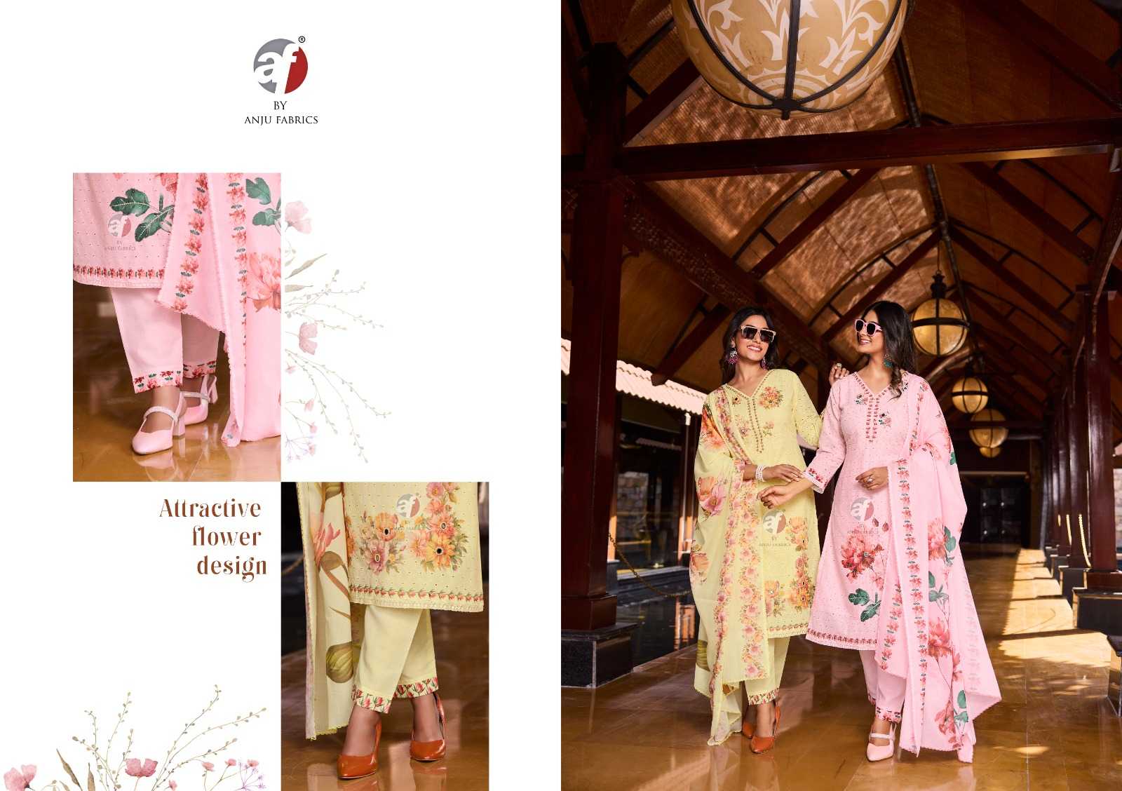 anju fab launch comfort lady vol 2 exclusive party wear cotton schiffli work readymade big size 3pcs dress