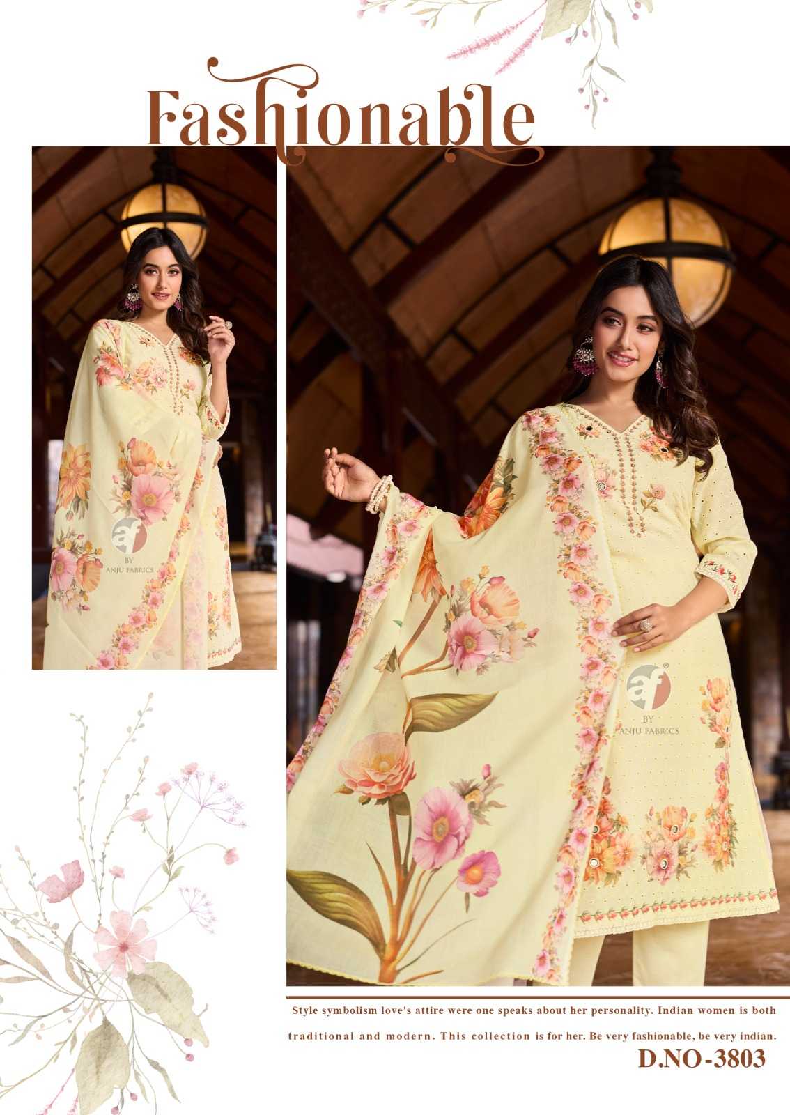 anju fab launch comfort lady vol 2 exclusive party wear cotton schiffli work readymade big size 3pcs dress