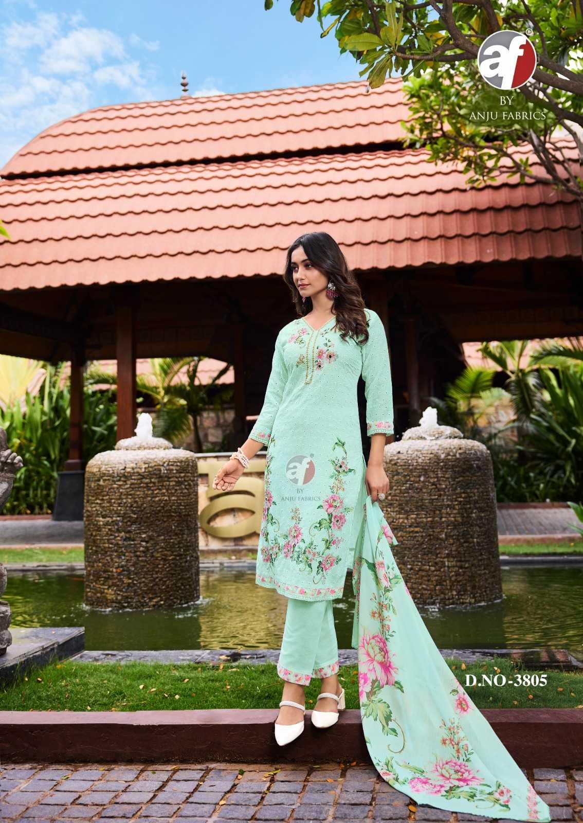 anju fab launch comfort lady vol 2 exclusive party wear cotton schiffli work readymade big size 3pcs dress