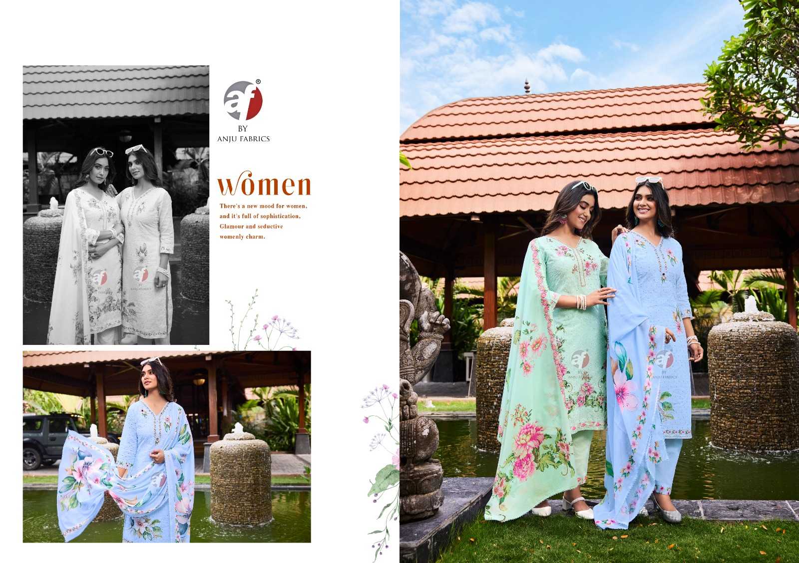 anju fab launch comfort lady vol 2 exclusive party wear cotton schiffli work readymade big size 3pcs dress